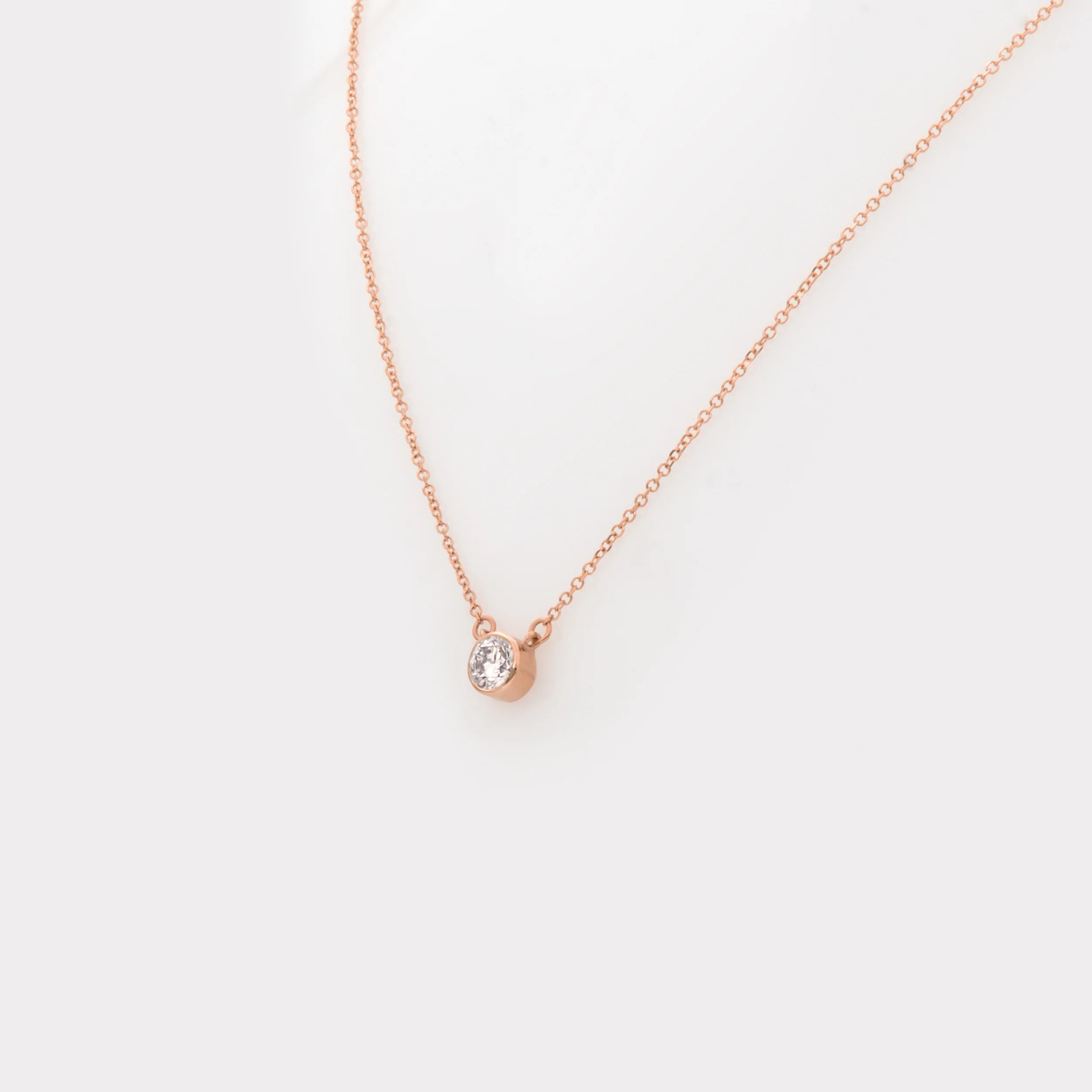 Diamond Solitaire Necklace with Excelent cut Round Lab Grown Diamond — additional product image 7 from AntEva Crafts