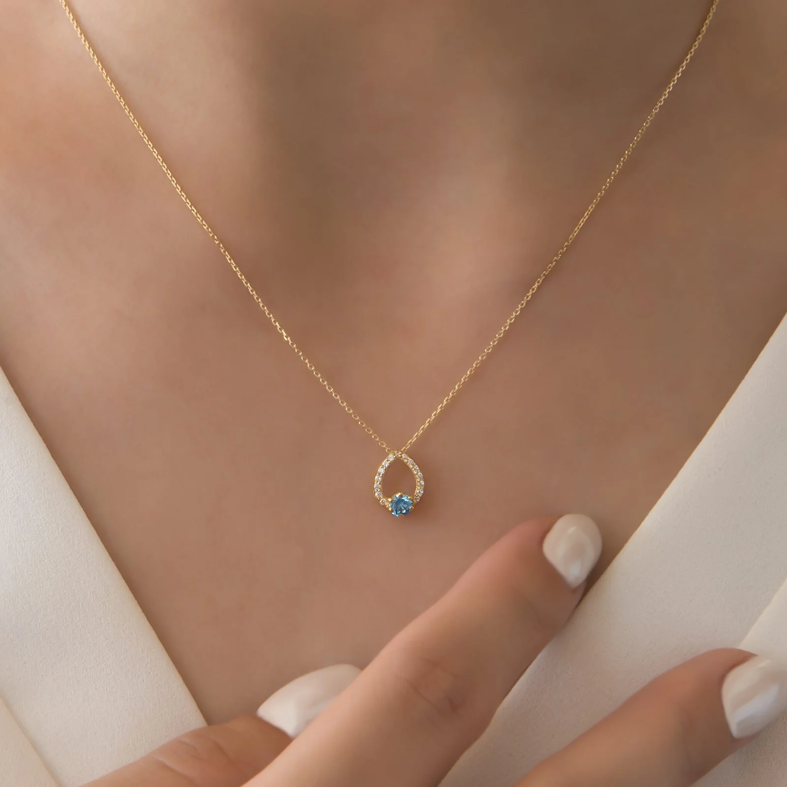 Teardrop Pear Gemstone Necklace — additional product image 2 from AntEva Crafts
