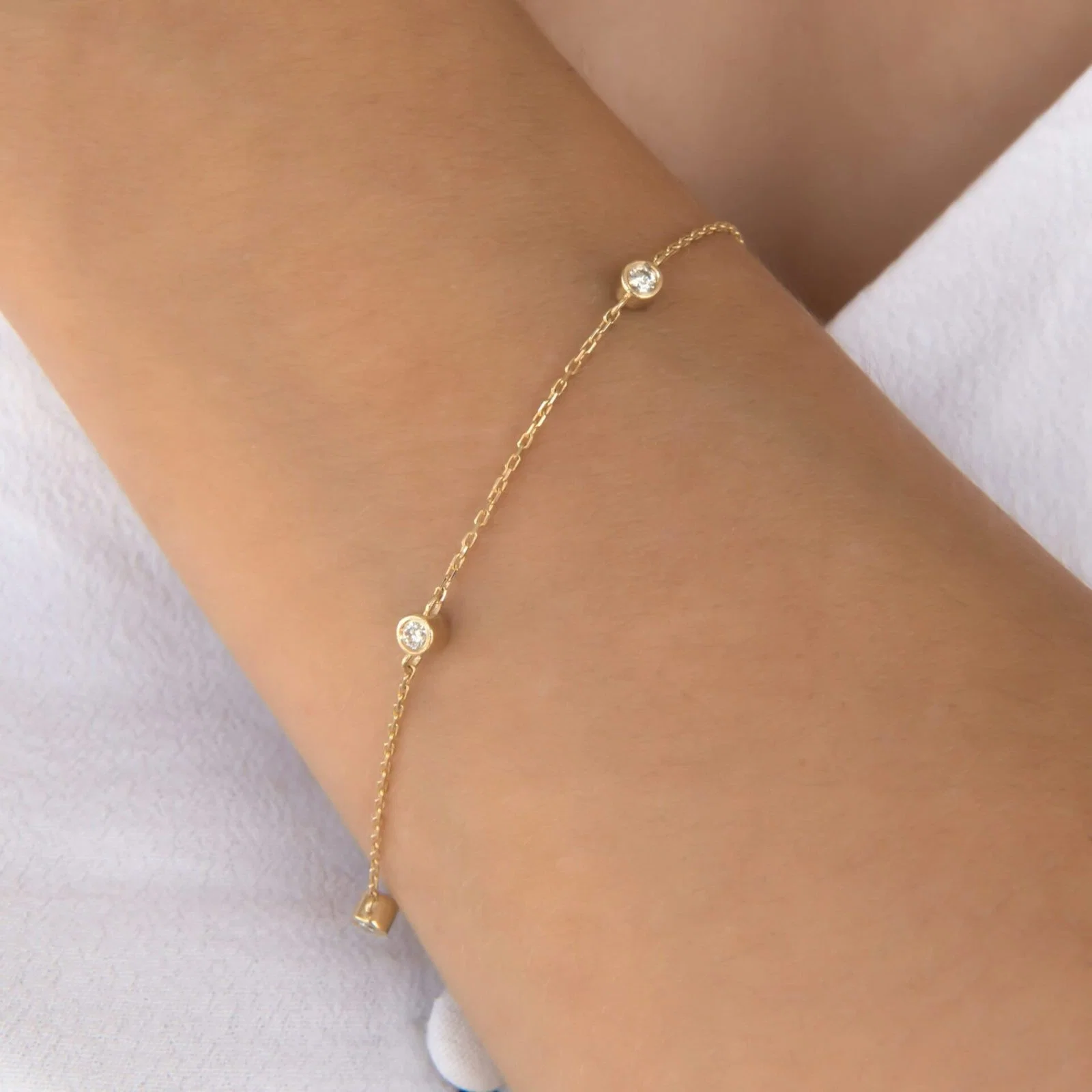 Diamond Solitaire Bracelet with 8 Diamonds — additional product image 2 from AntEva Crafts
