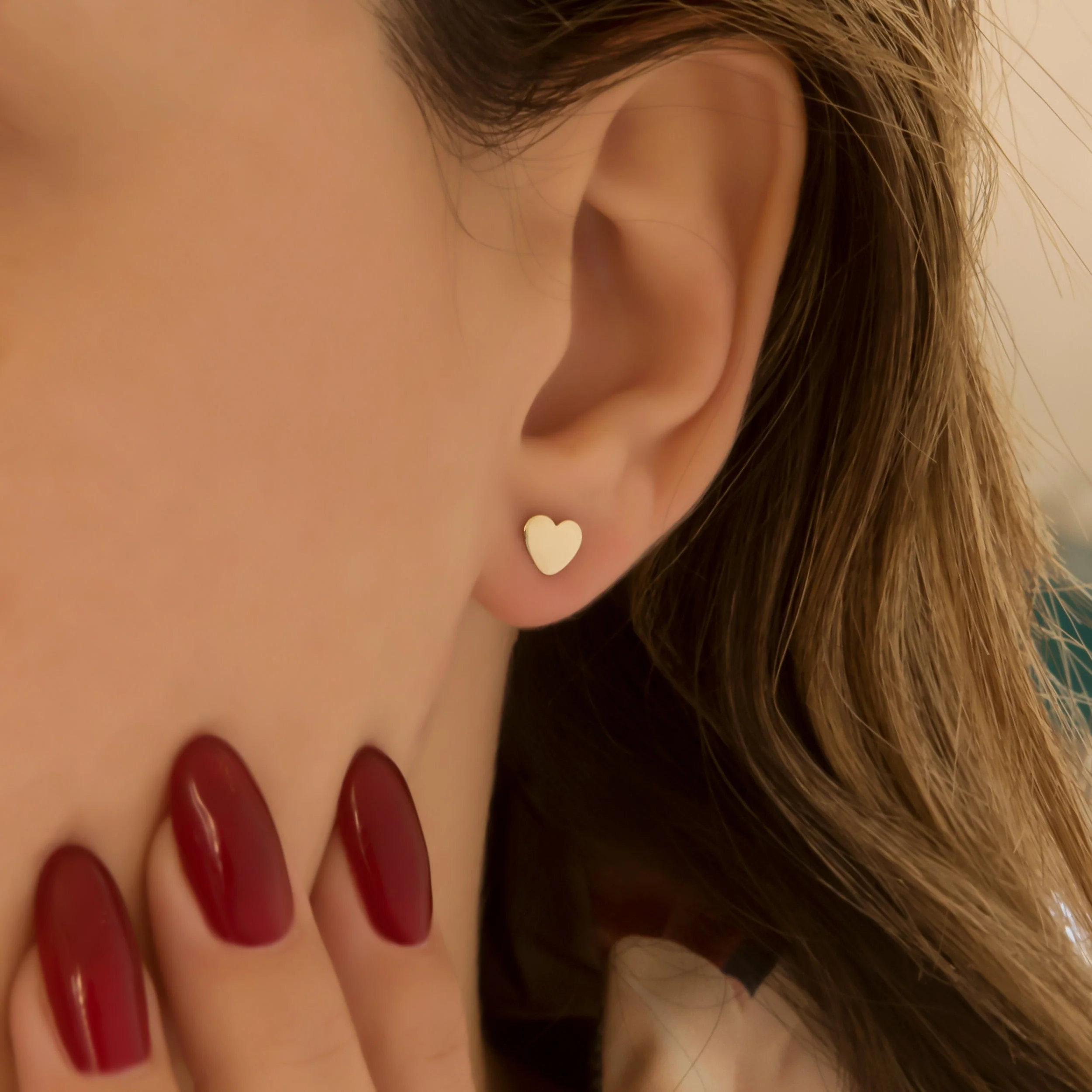 Dainty Heart Stud Earrings — additional product image 2 from AntEva Crafts