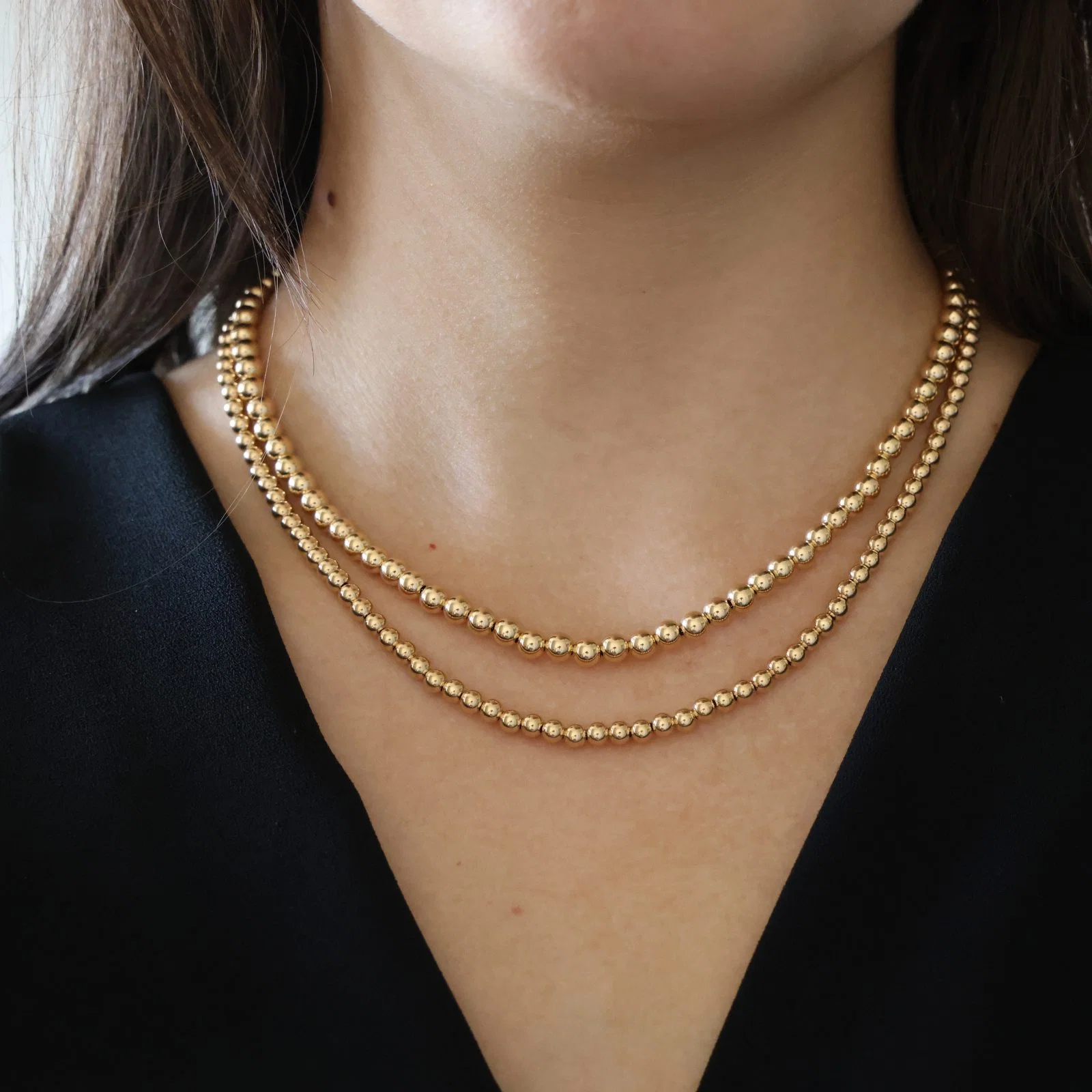Gold Bead Ball Necklace — additional product image 3 from AntEva Crafts