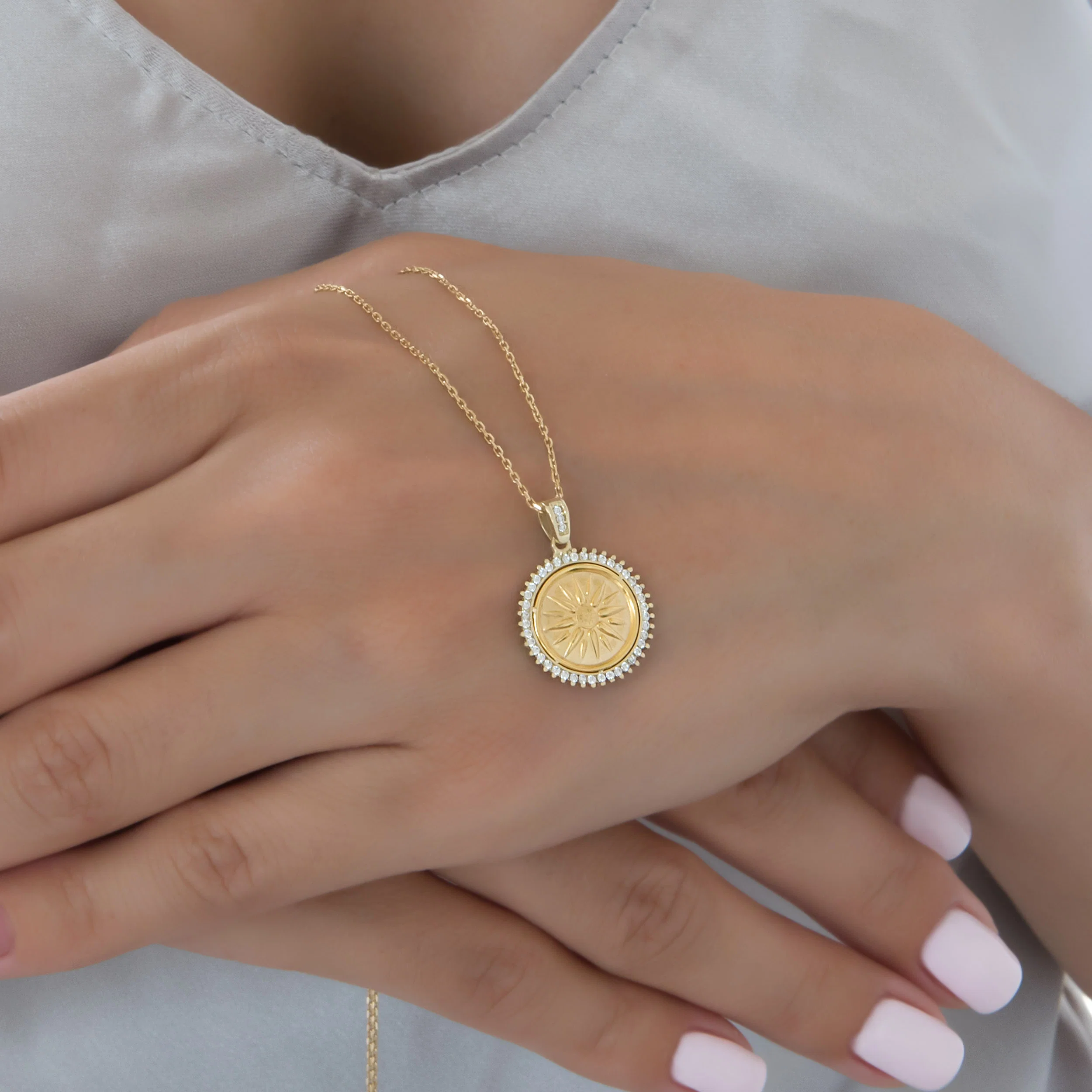 Round Vergina Sun Gemstone Pendant — additional product image 4 from AntEva Crafts