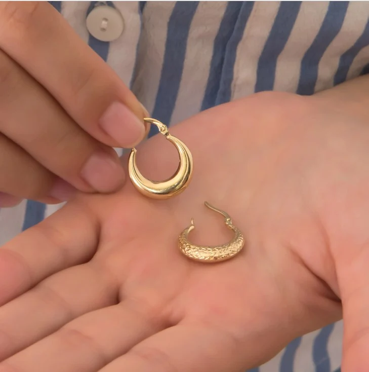 Gold Hinged Huggie Hoops — additional product image 6 from AntEva Crafts