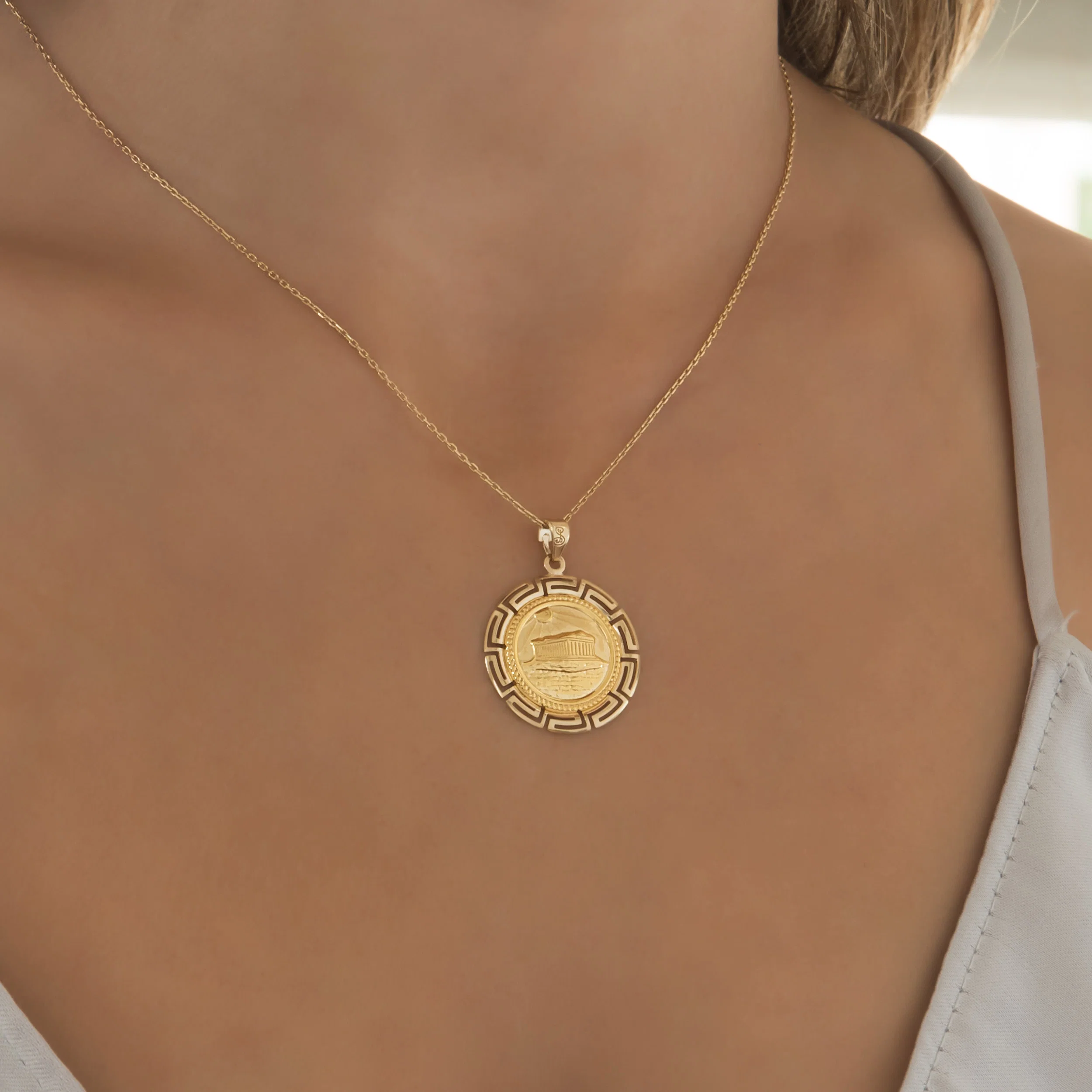 Round Acropolis Meander Pendant — additional product image 2 from AntEva Crafts