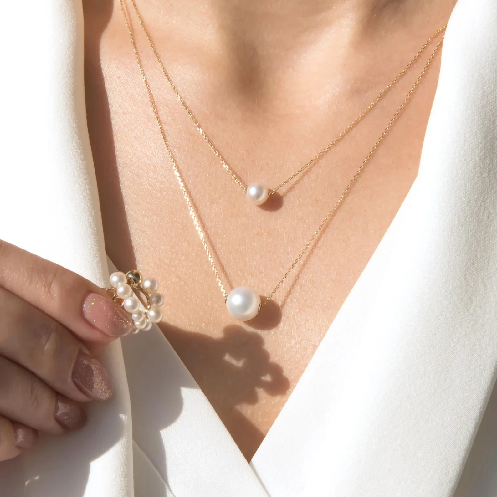 Double Chain Pearl Necklace — additional product image 7 from AntEva Crafts