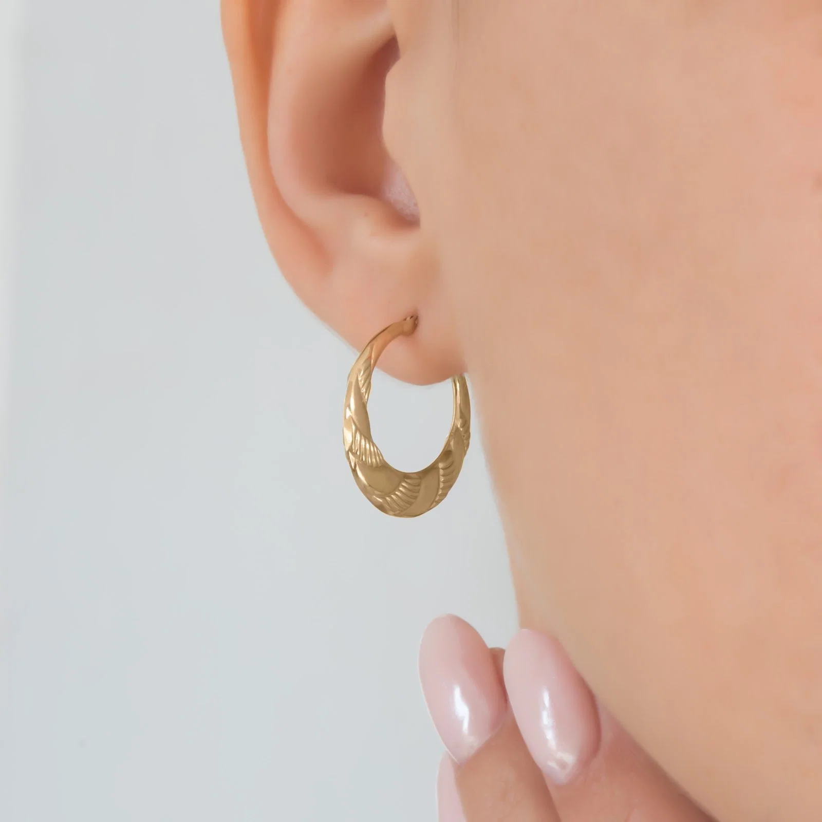Ribbed Hoop Earrings — additional product image 6 from AntEva Crafts