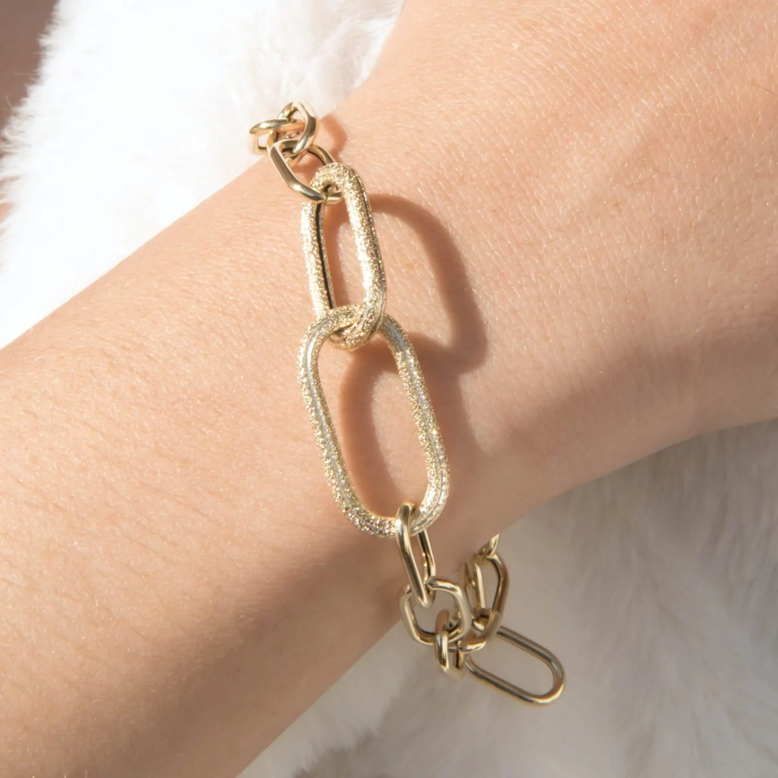 Oval Link Elongated Bracelet with Bright-Matte Finish — additional product image 3 from AntEva Crafts