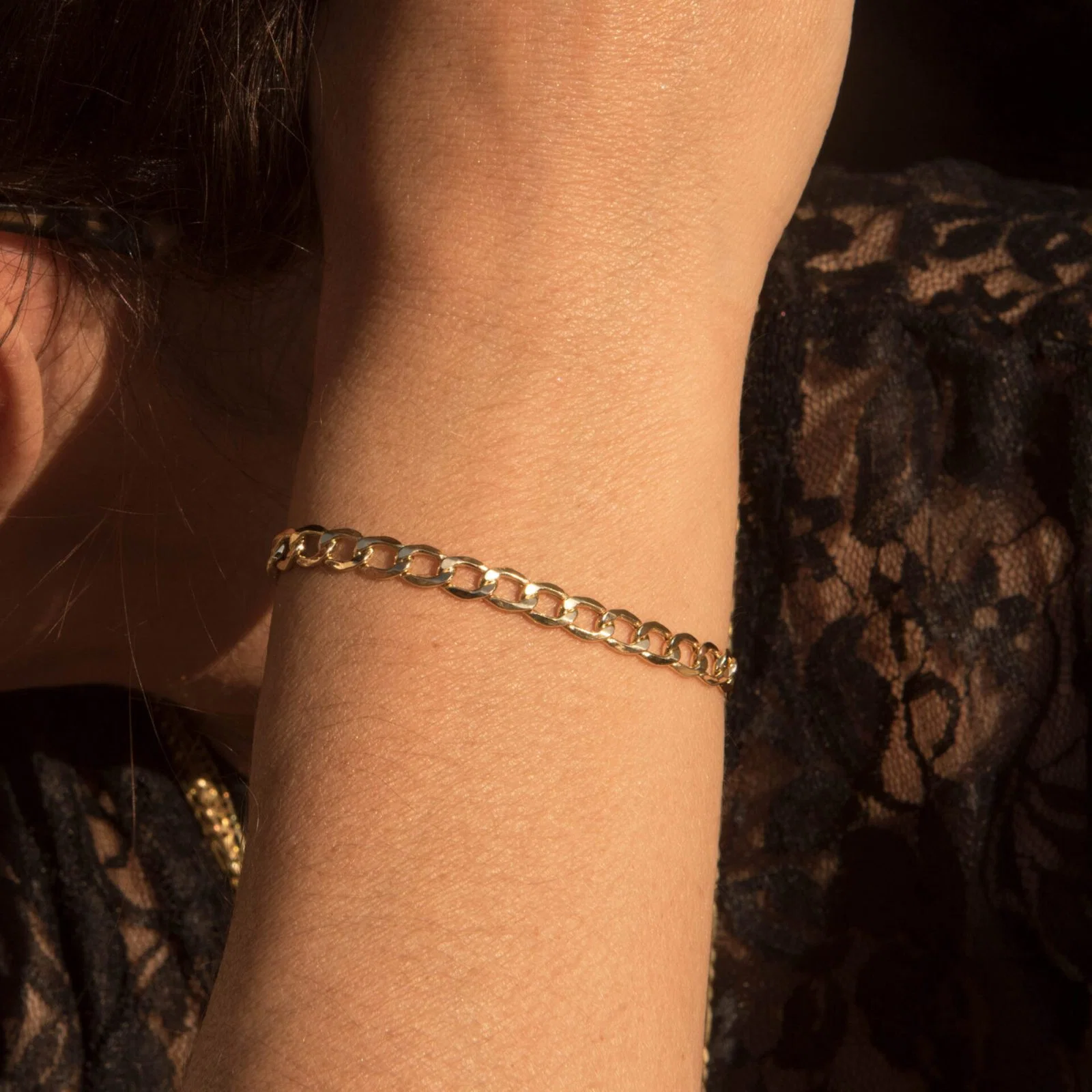 Gold Curb Chain Bracelet — additional product image 2 from AntEva Crafts