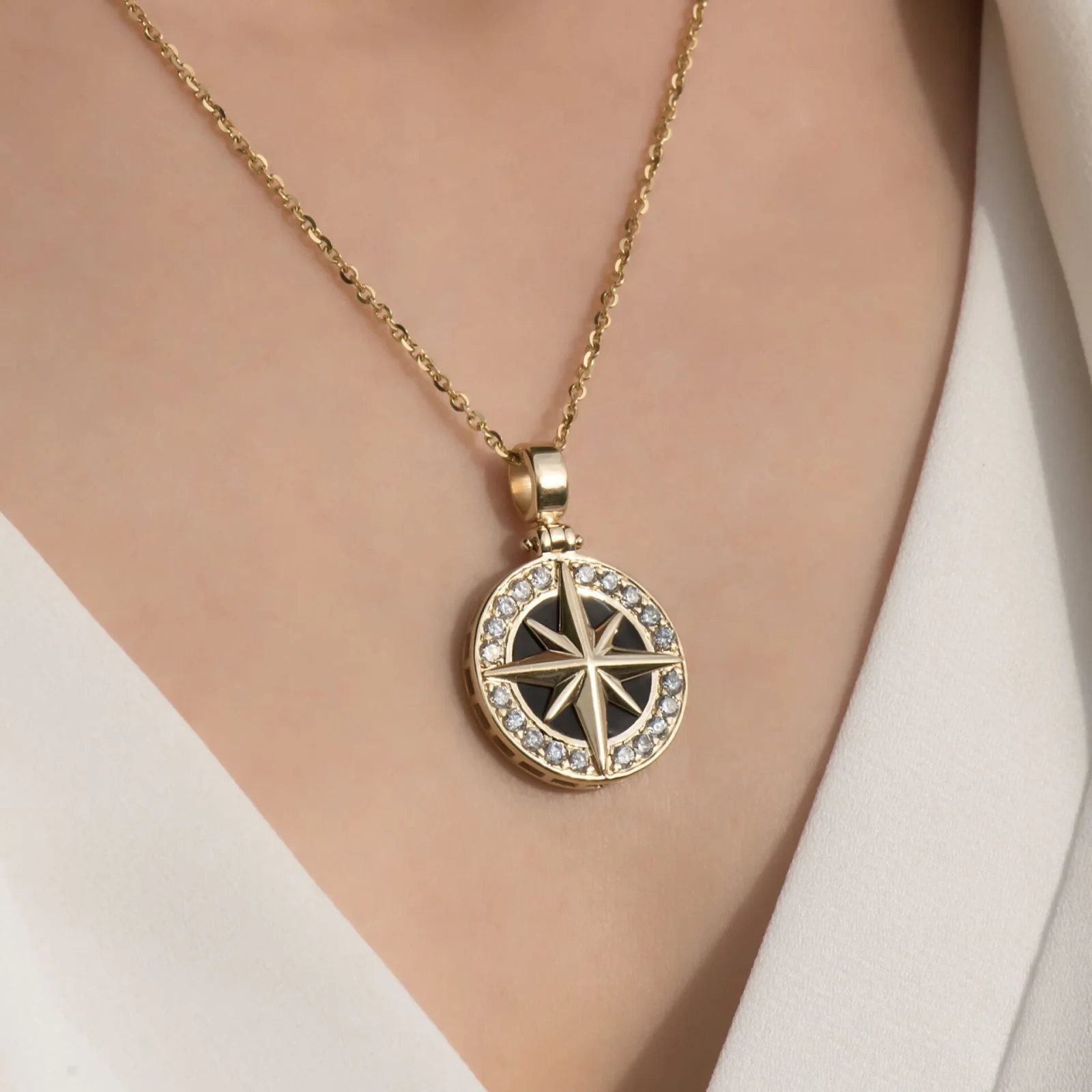 North Star Necklace with Black Enamel — additional product image 6 from AntEva Crafts
