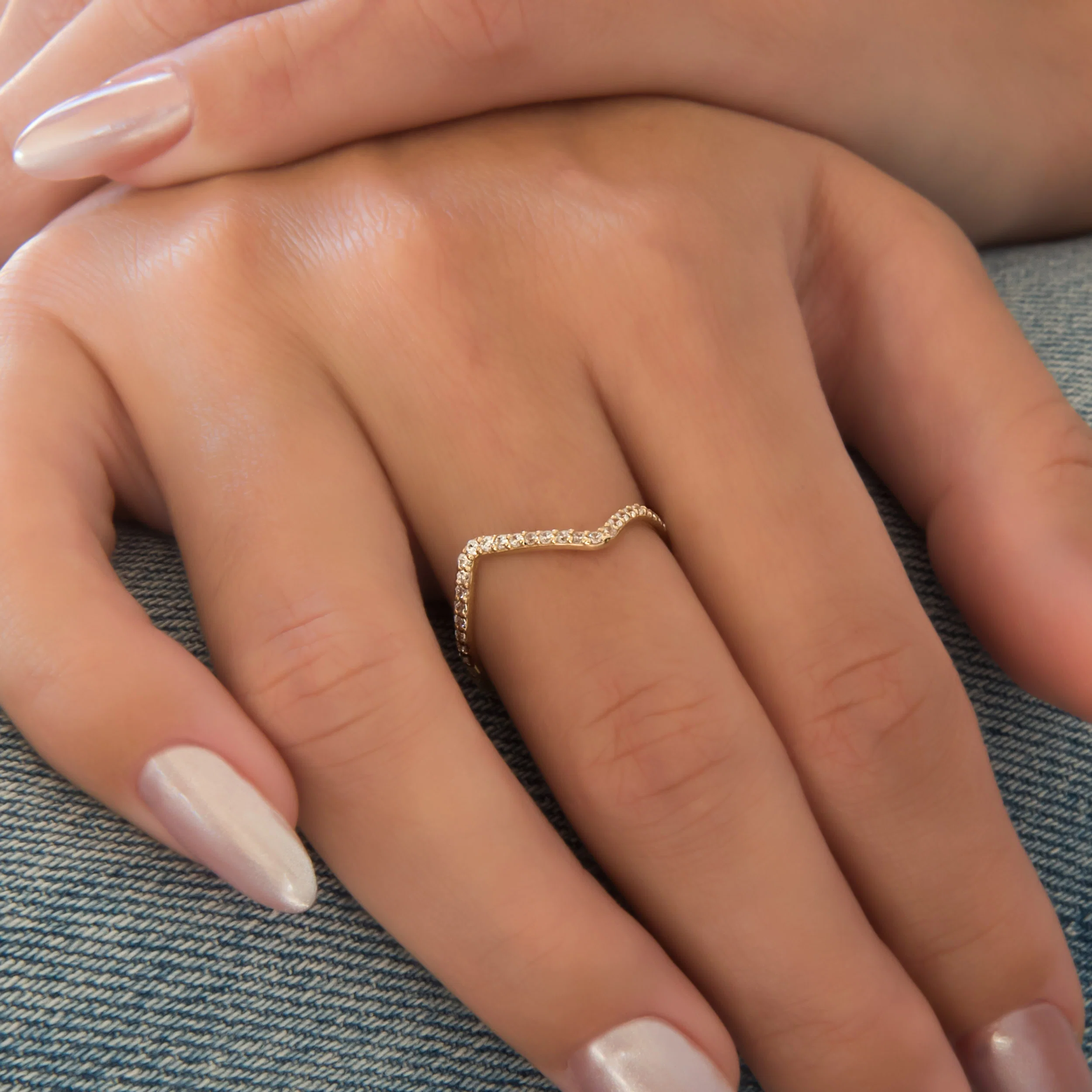Modern Gemstone Chevron Ring — additional product image 5 from AntEva Crafts