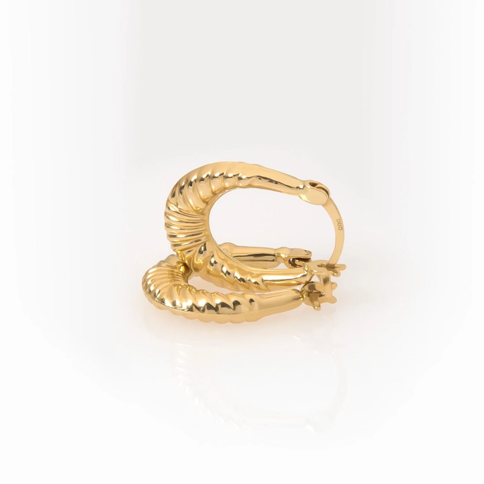 Ribbed Hoop Gold Earrings — additional product image 7 from AntEva Crafts