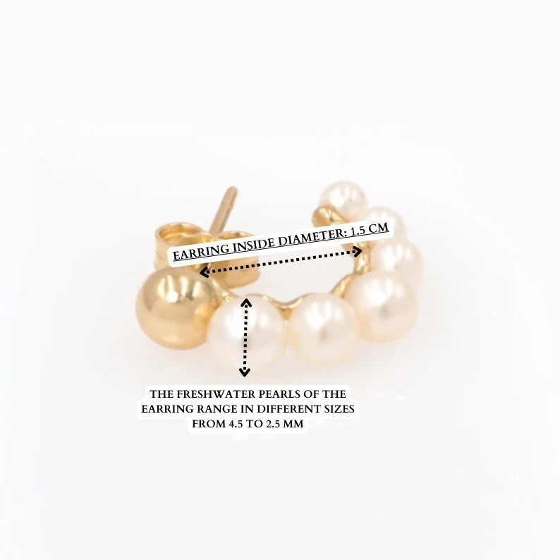 Pearl Hoop Earrings with 6 Pearls — additional product image 6 from AntEva Crafts