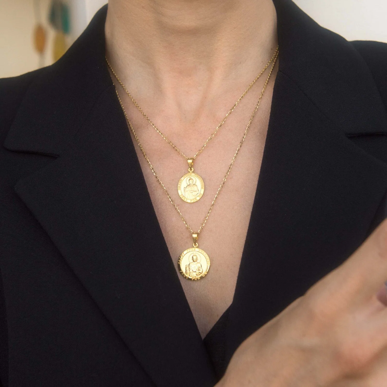 S.Christopher Circle Pendant Necklace — additional product image 4 from AntEva Crafts