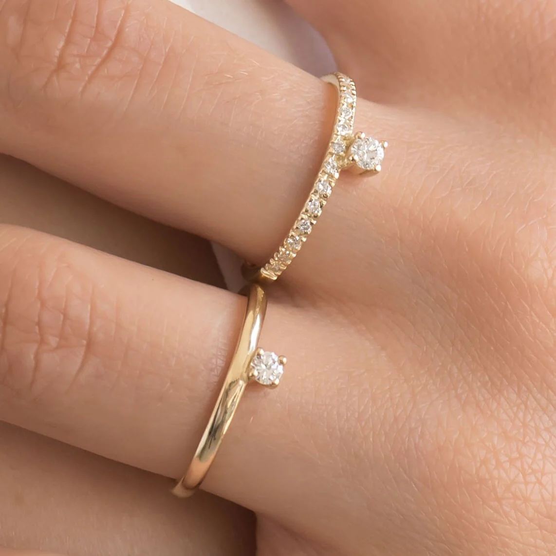Diamond Solitaire Half Eternity Ring — additional product image 7 from AntEva Crafts