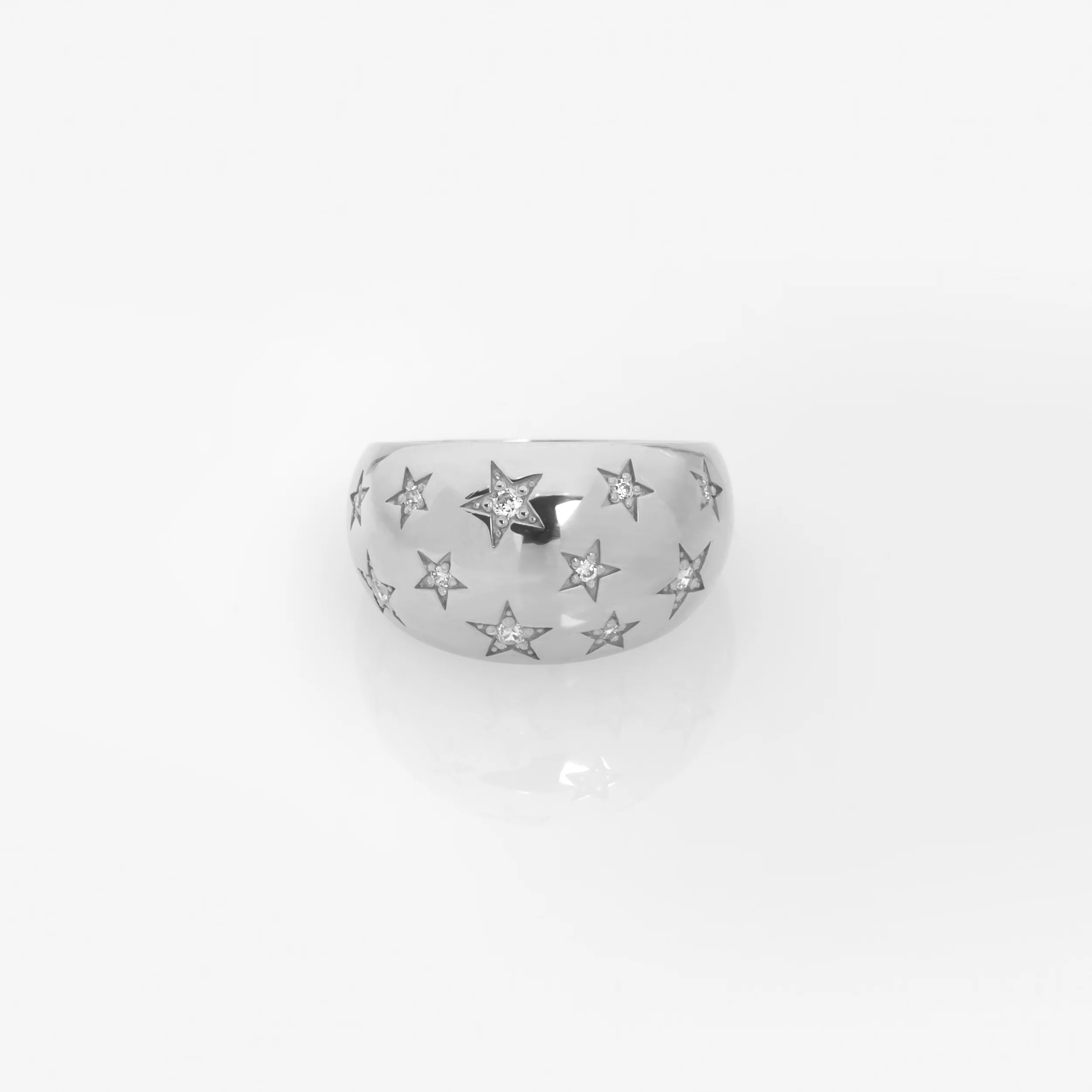 Wide Dome Starburst Ring with White CZ — additional product image 5 from AntEva Crafts