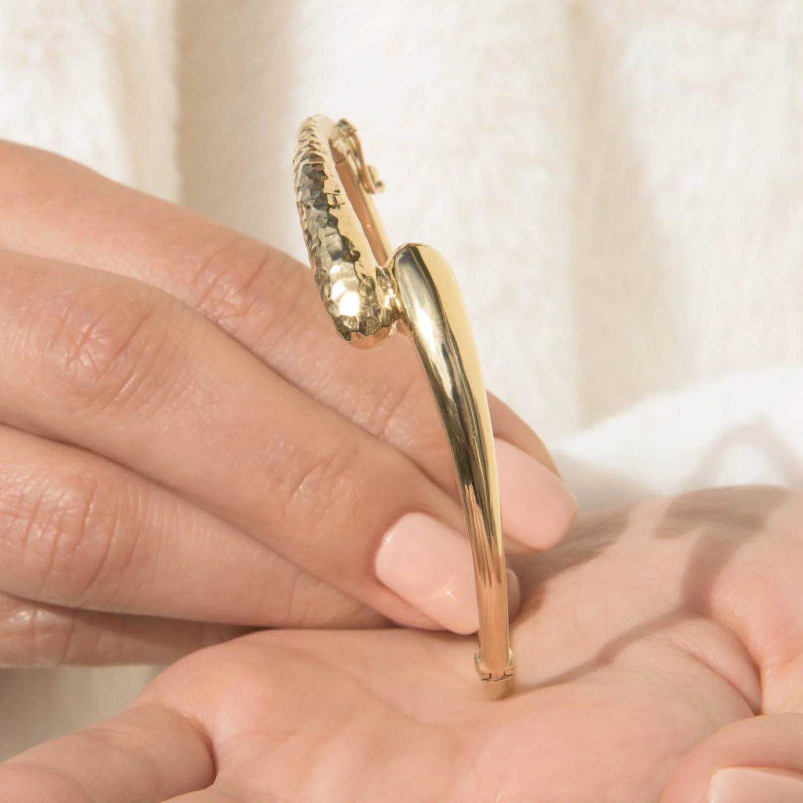 Hammered Bypass Hinged Bangle — additional product image 5 from AntEva Crafts