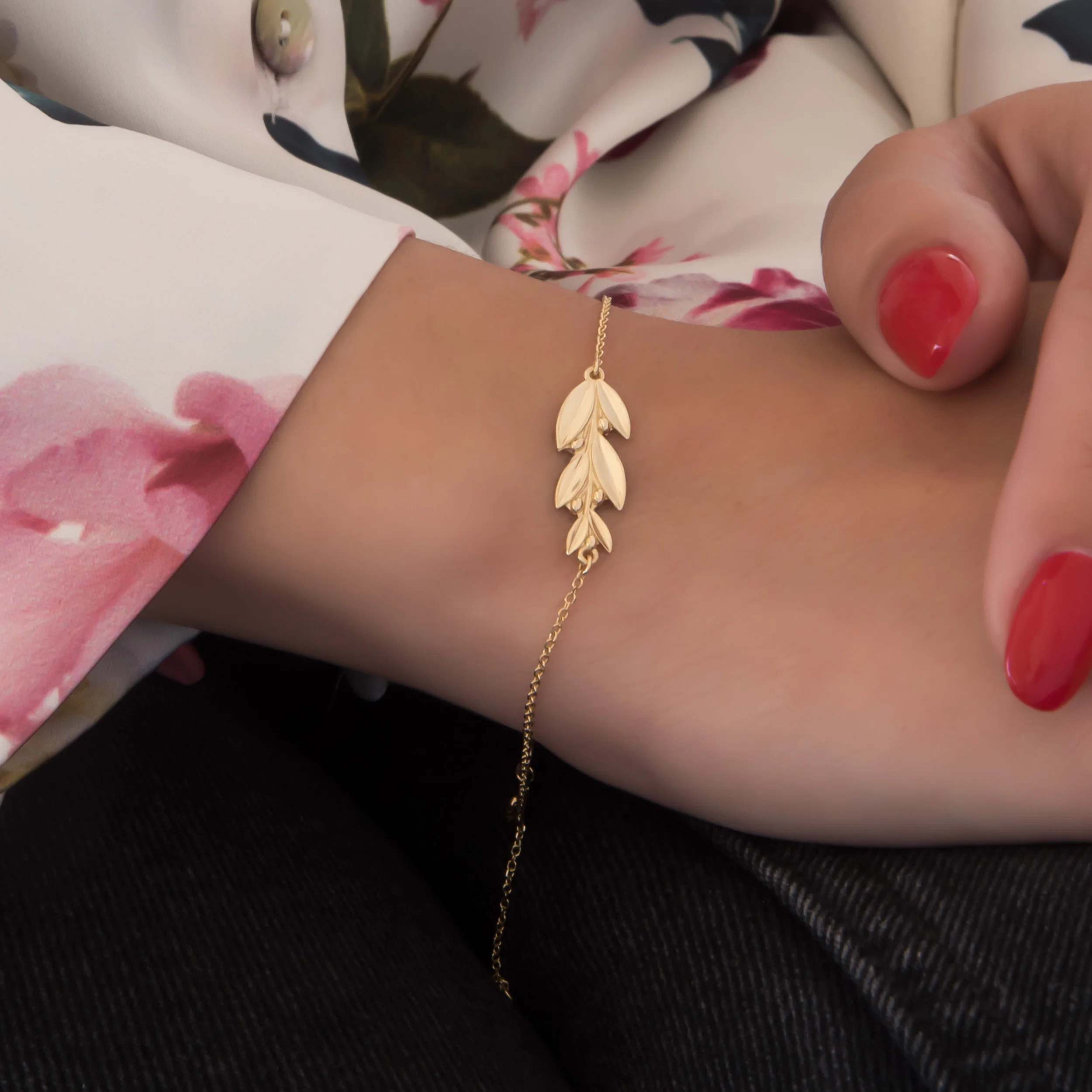 Gold Olive Branch Bracelet — additional product image 2 from AntEva Crafts