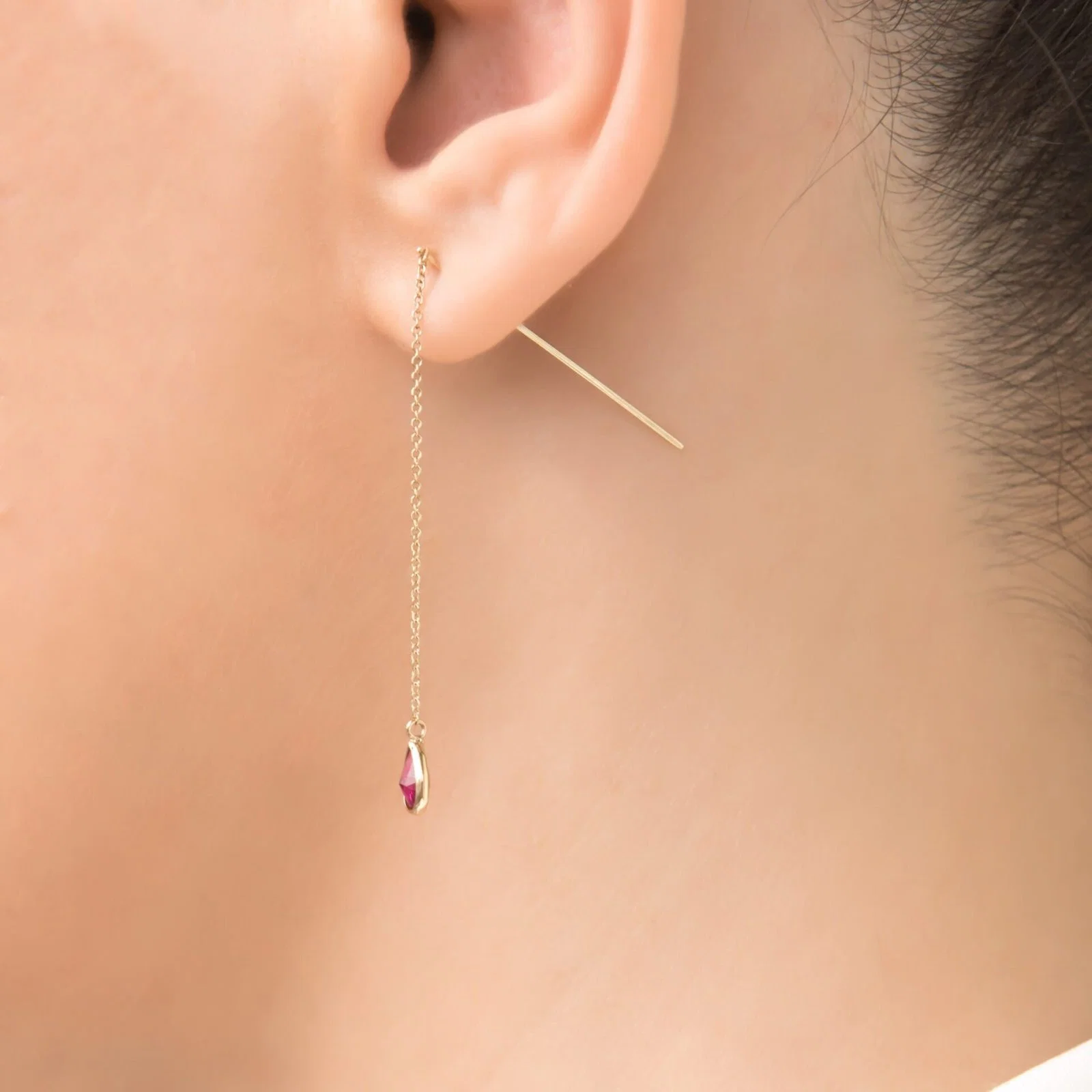 Chain Hanging Bar Earrings with Coloured CZ — additional product image 8 from AntEva Crafts
