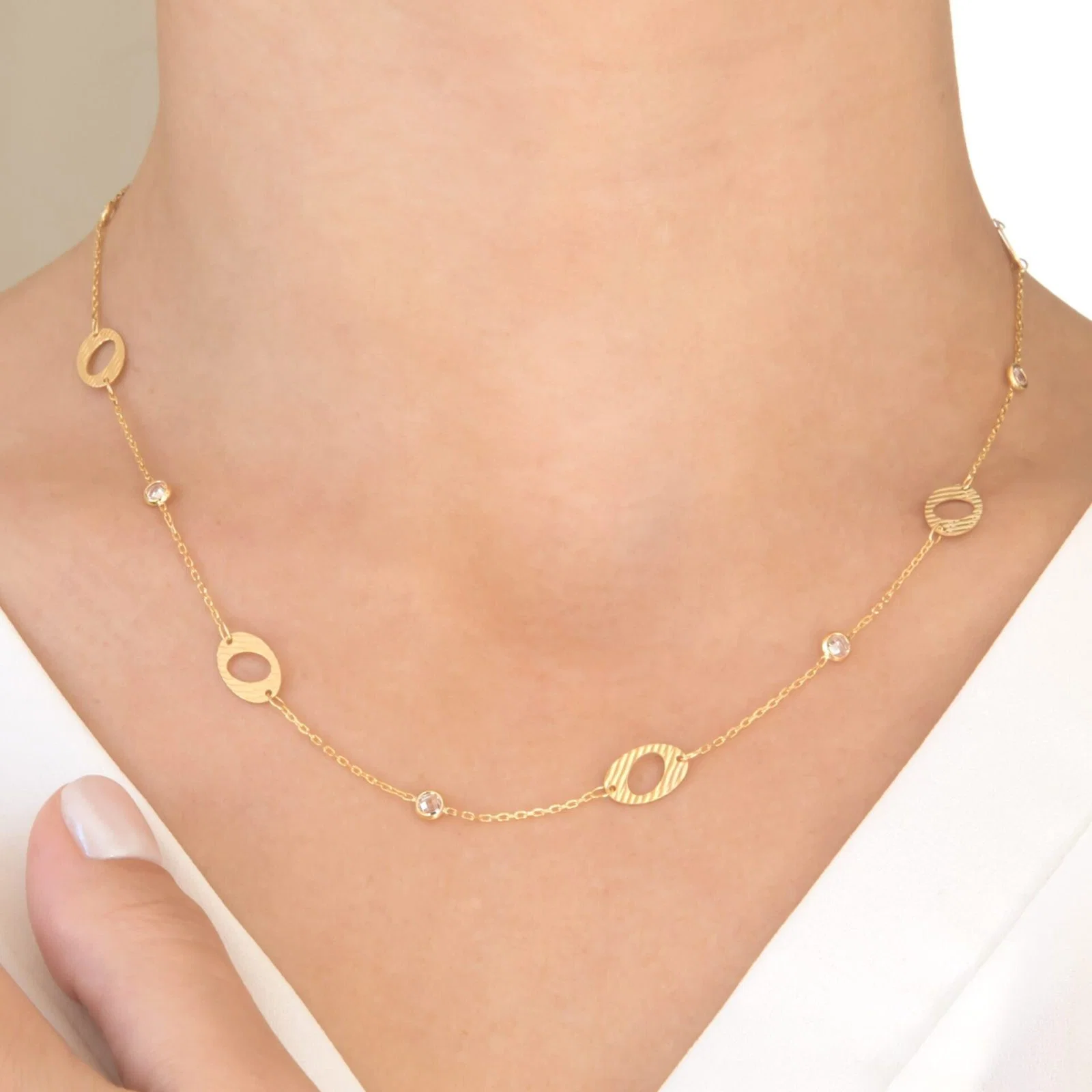 Necklace with Oval Clips and CZ — additional product image 2 from AntEva Crafts