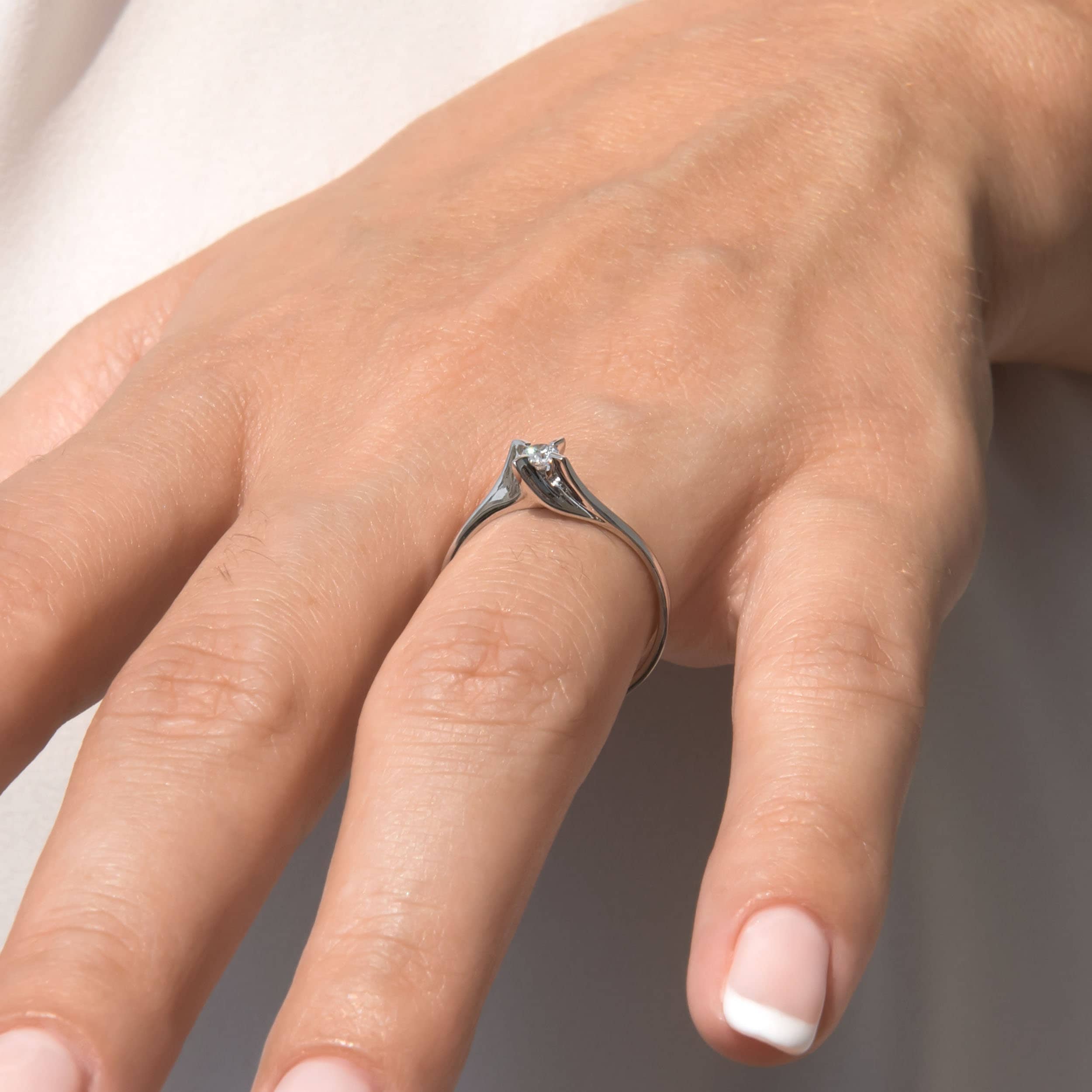 Diamond Solitaire White Gold Ring — additional product image 6 from AntEva Crafts