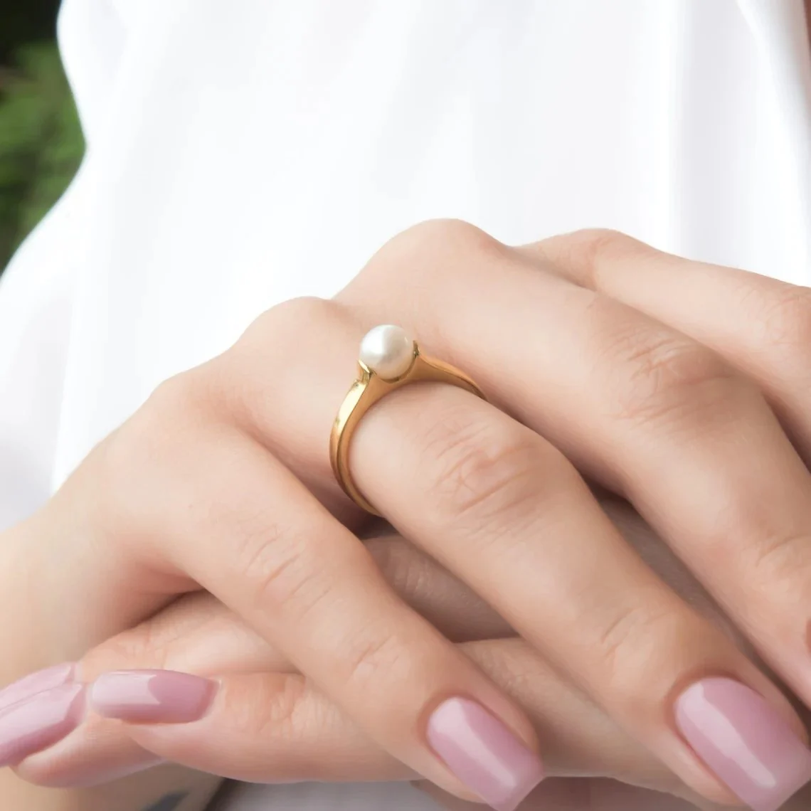 Freshwater Single Pearl Ring — additional product image 4 from AntEva Crafts