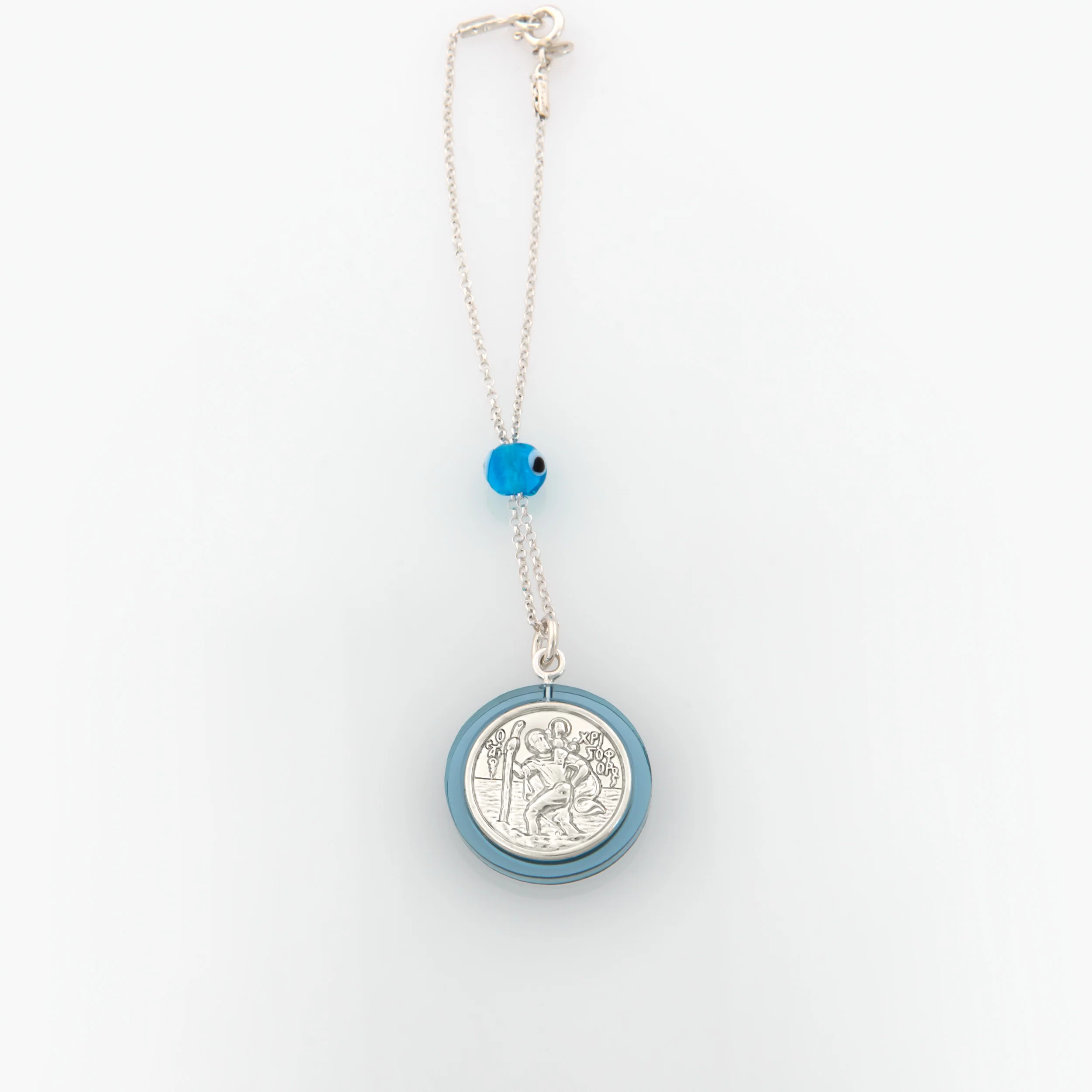 Blue Saint Christopher Rearview Car Charm — additional product image 2 from AntEva Crafts