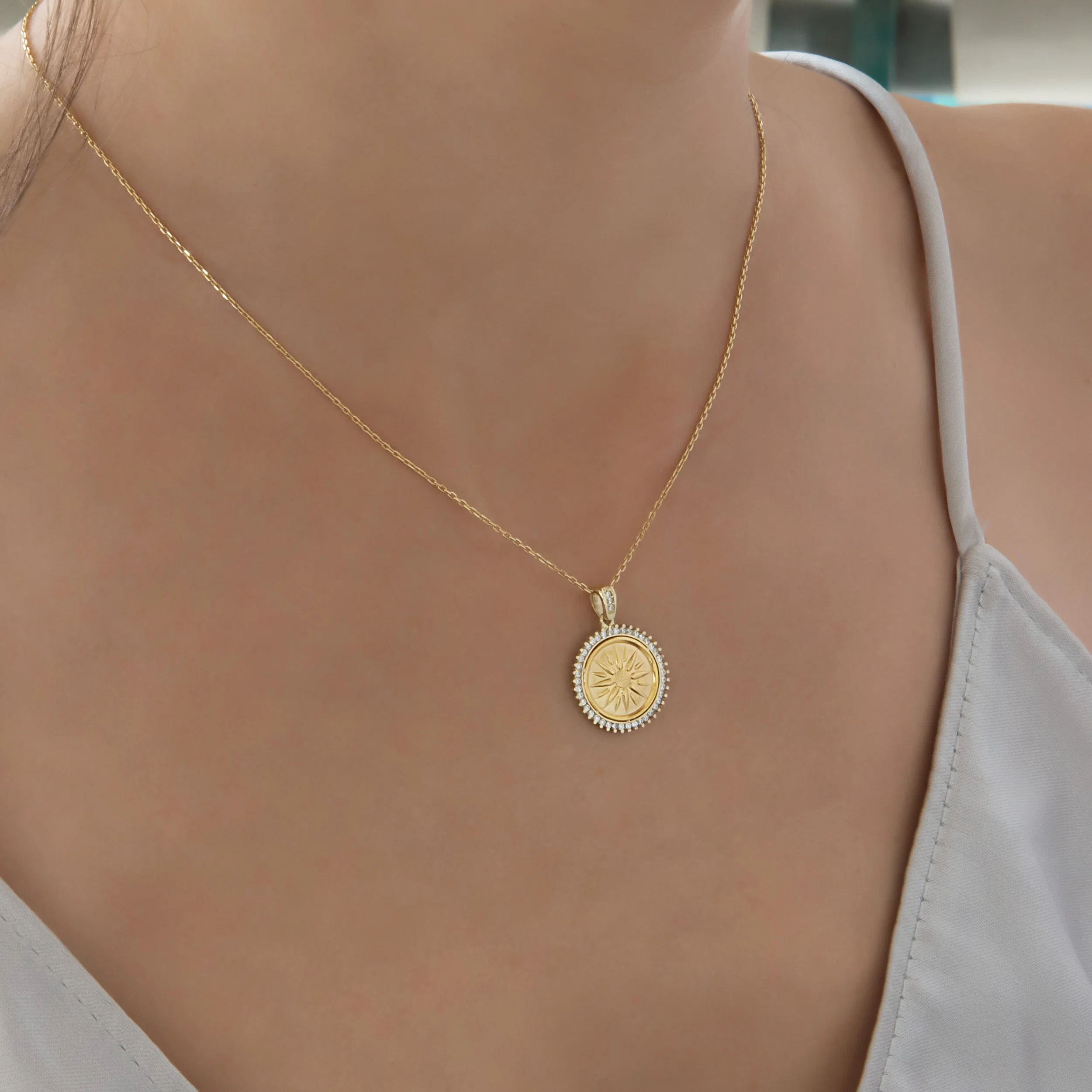 Round Vergina Sun Gemstone Pendant — additional product image 2 from AntEva Crafts