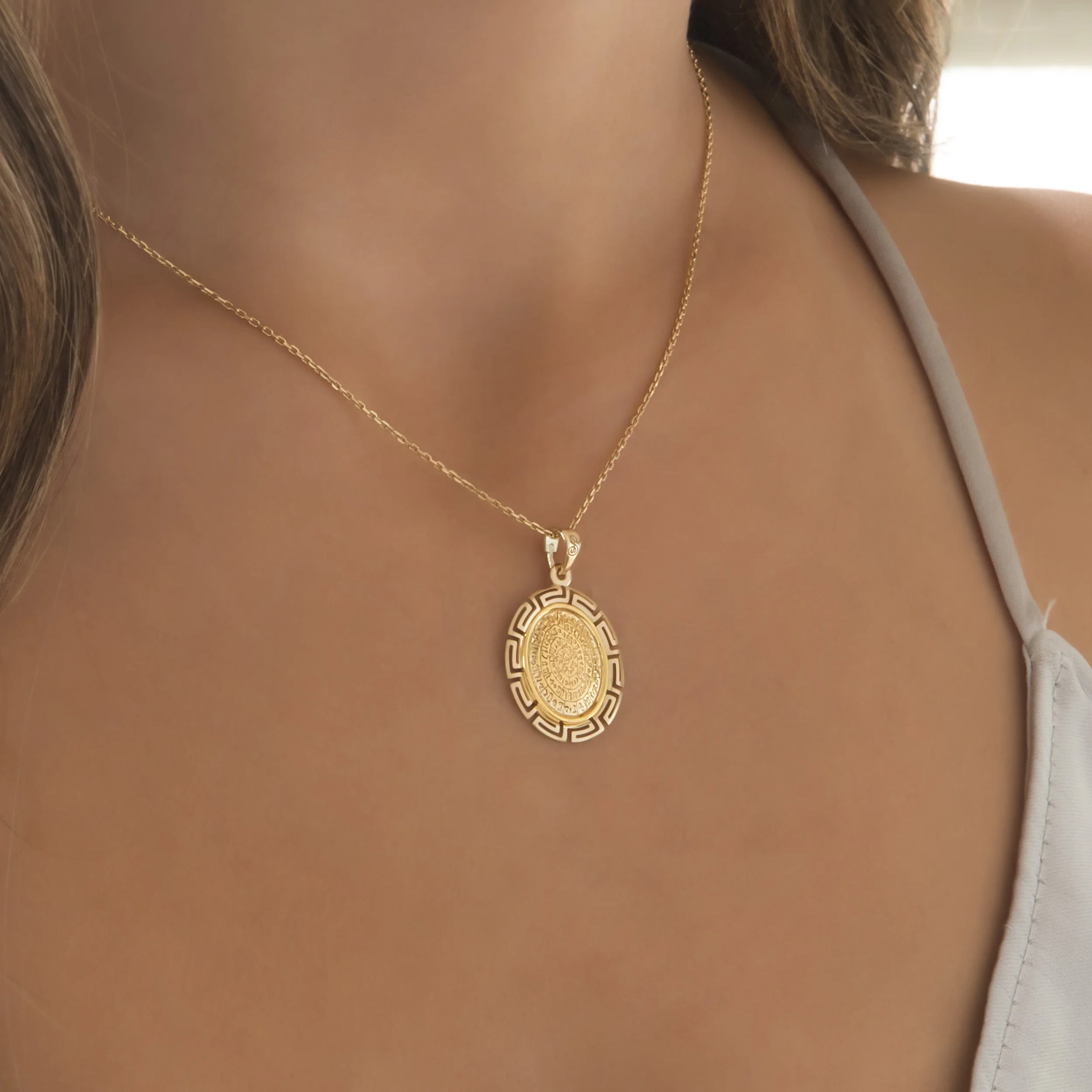 Oval Disc of Phaistos Pendant — additional product image 2 from AntEva Crafts