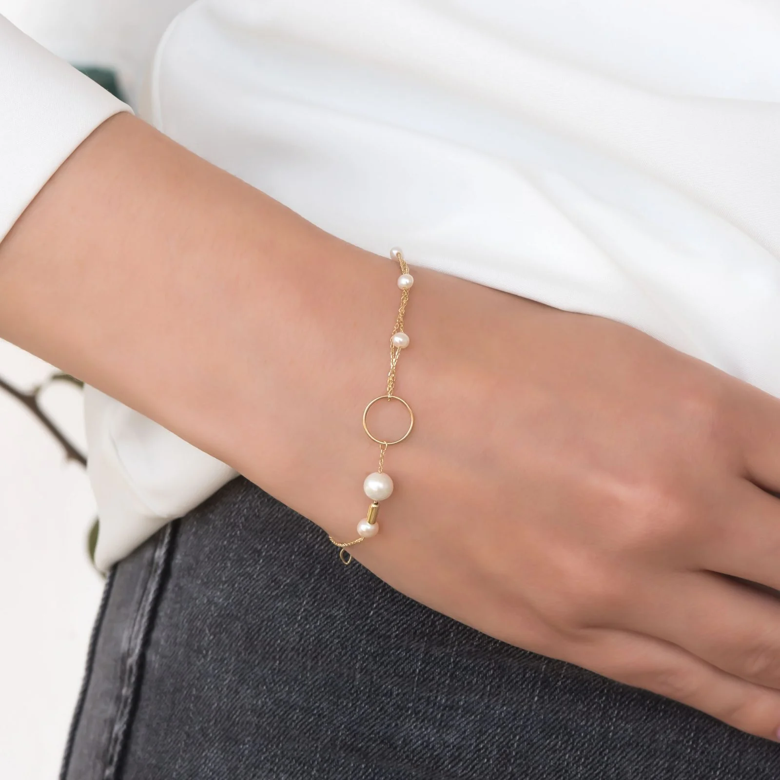 Double Circle Chain Pearl Set — additional product image 10 from AntEva Crafts