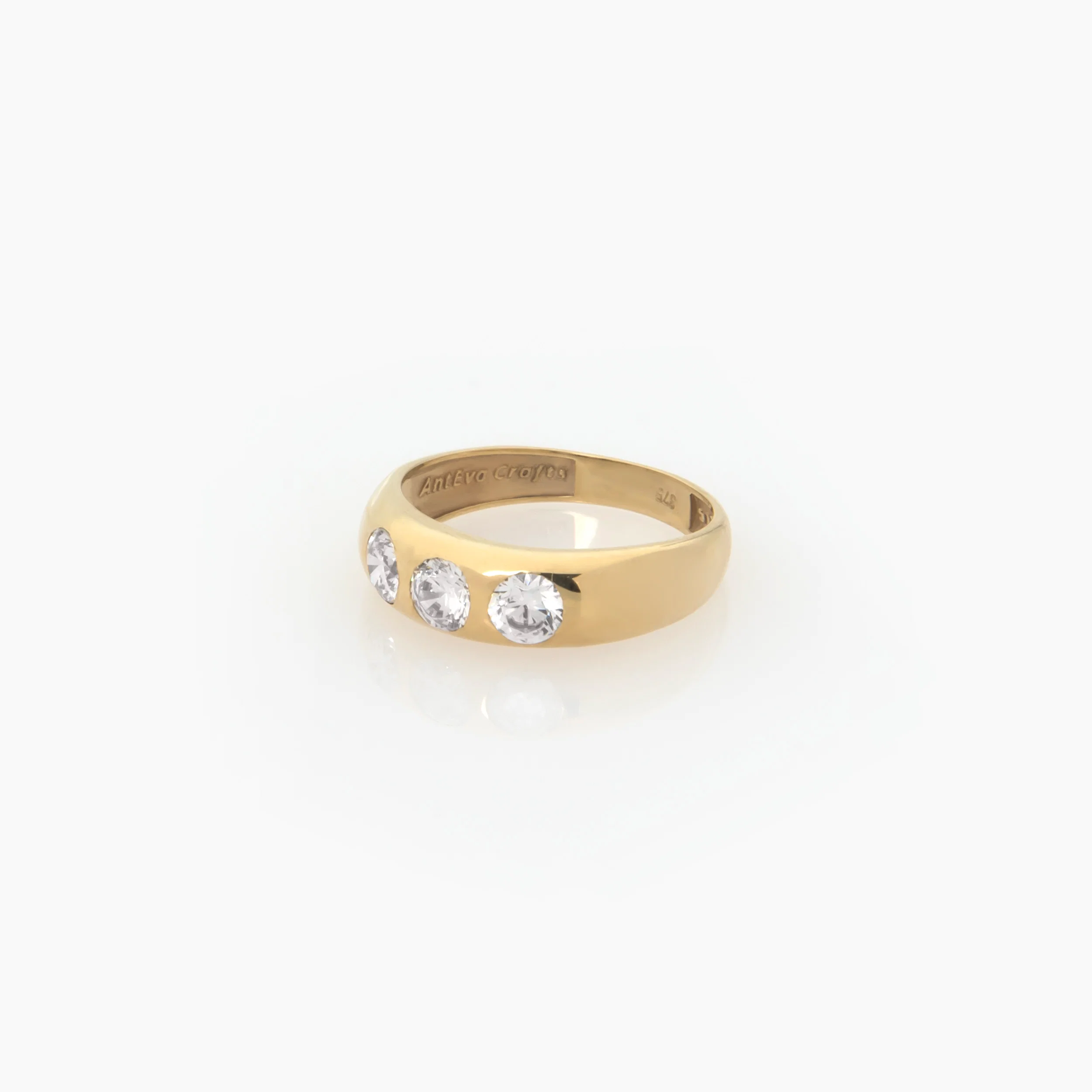 Gemstone Dome Ring with 3 White CZ — additional product image 3 from AntEva Crafts