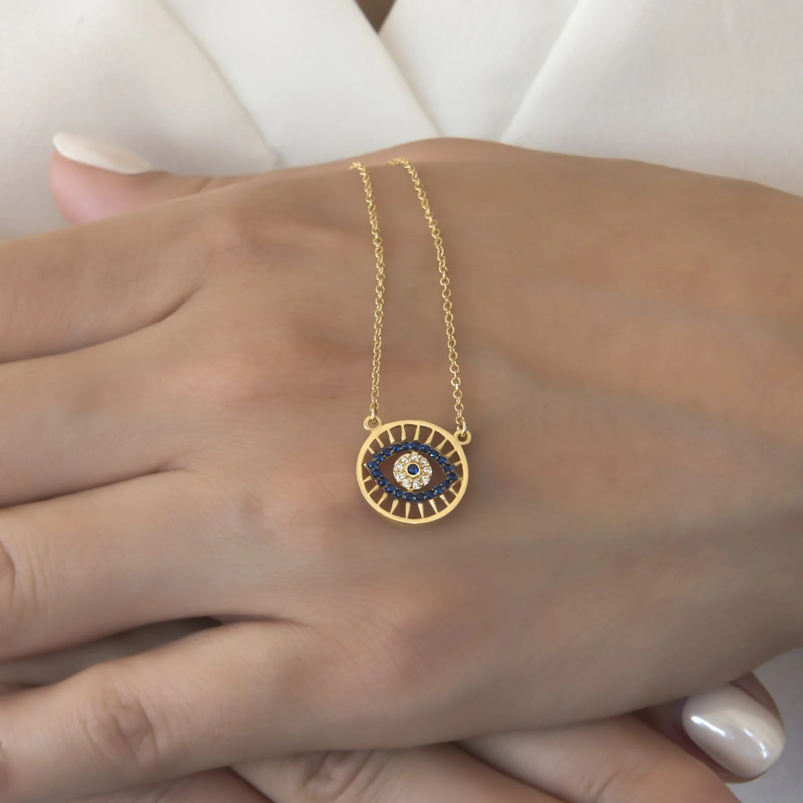 Evil Eye Blue Stone Chain Necklace — additional product image 4 from AntEva Crafts