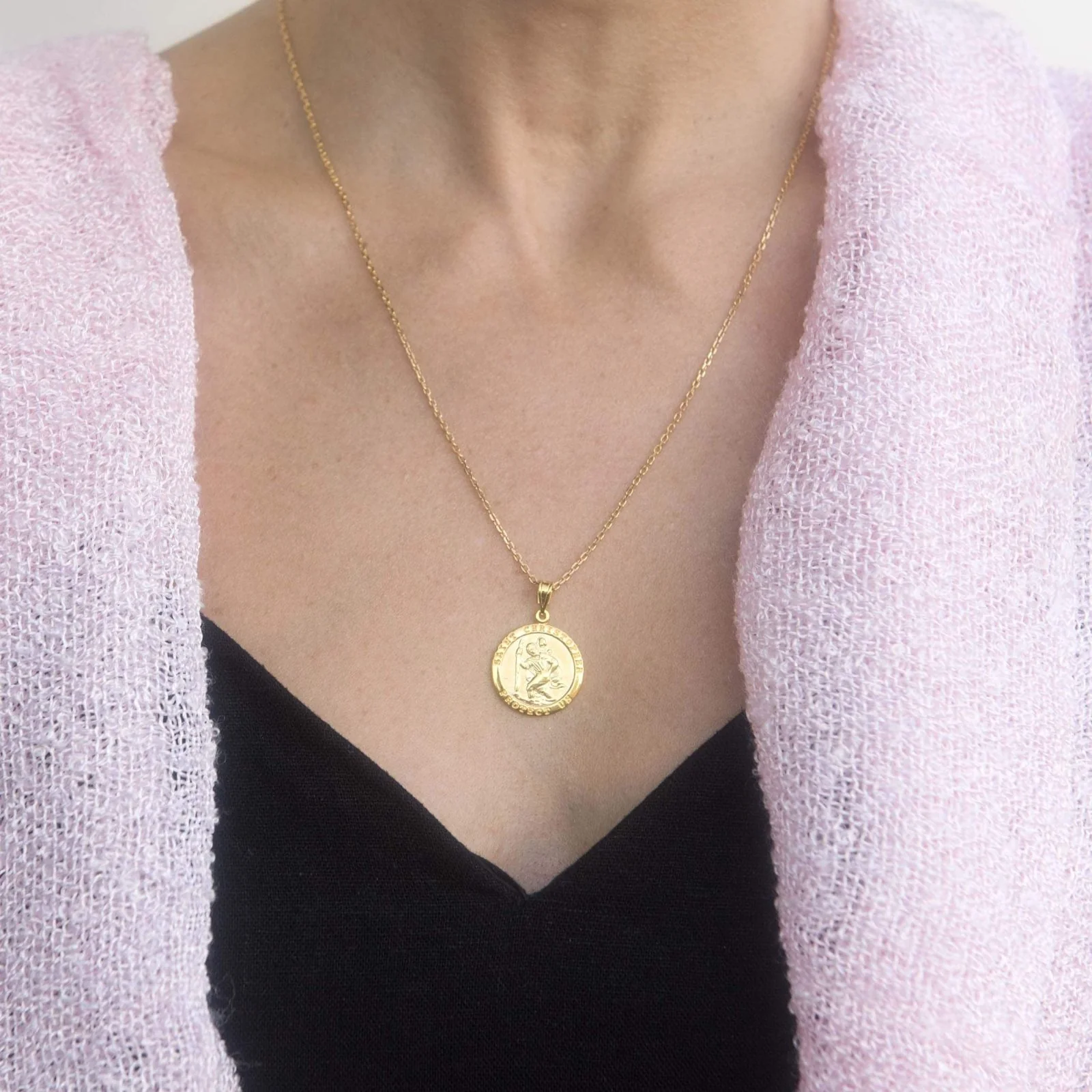 S.Christopher Circle Pendant Necklace — additional product image 2 from AntEva Crafts