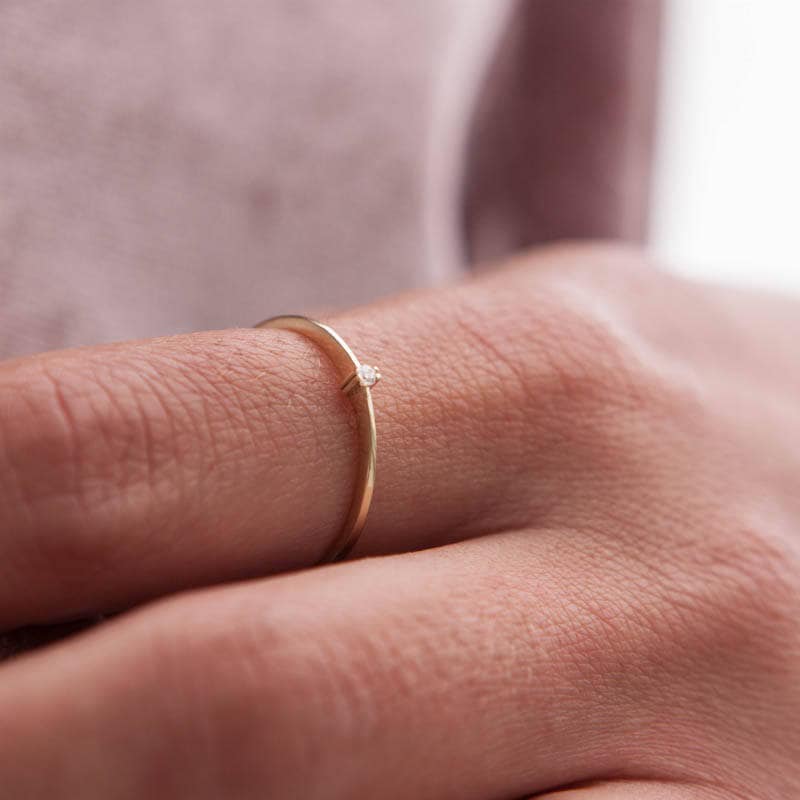 Thin One Stone Ring — additional product image 3 from AntEva Crafts