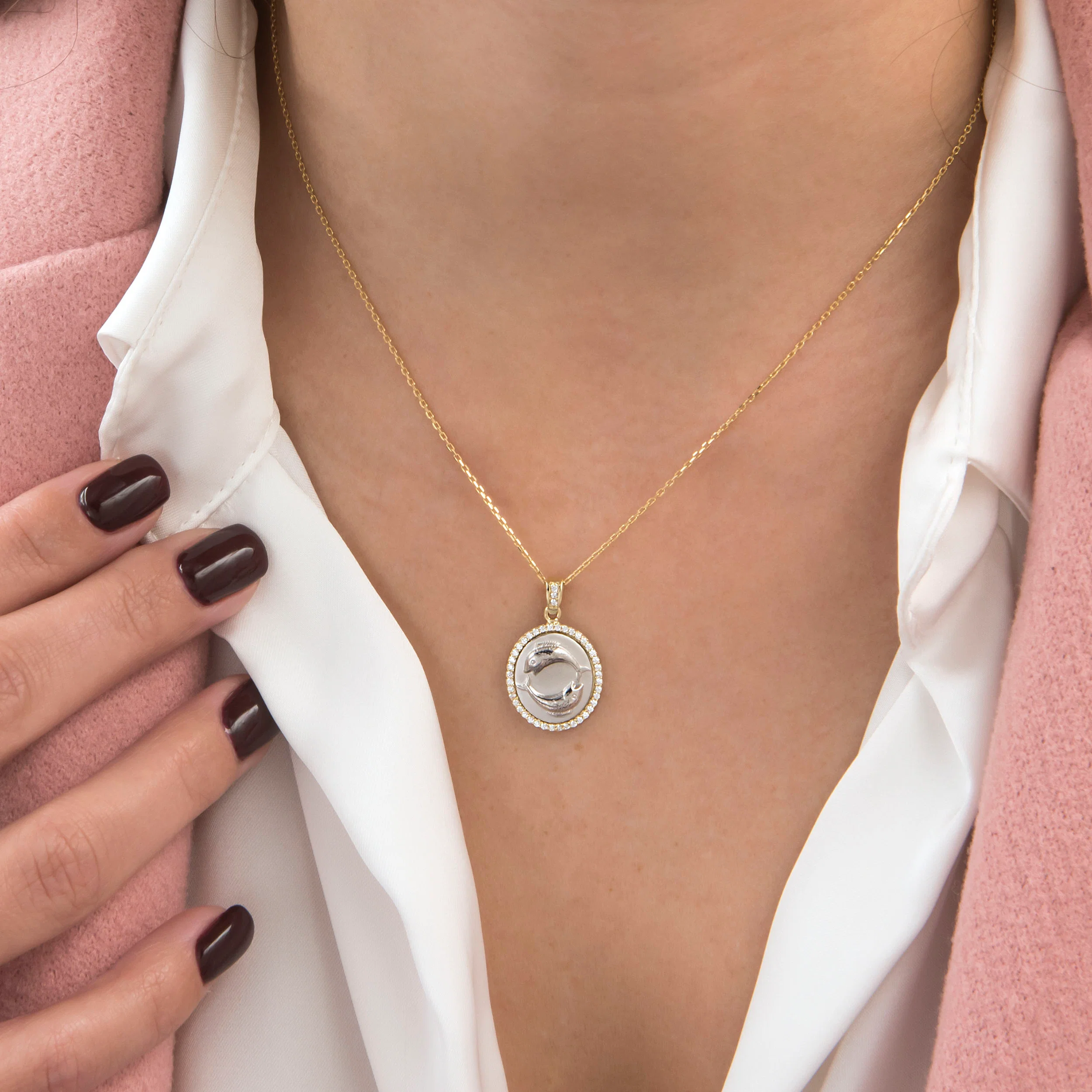 Two Tone Astrology Zodiac Necklace — additional product image 2 from AntEva Crafts
