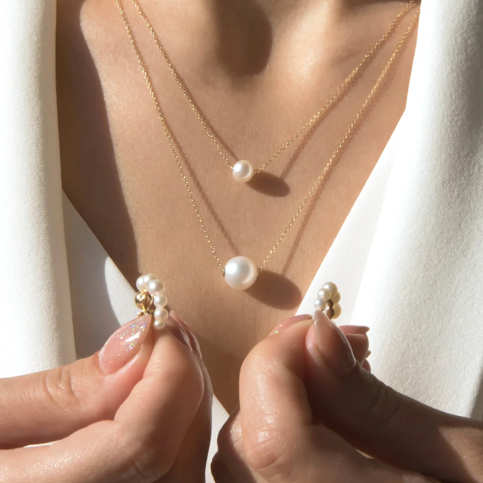 Double Chain Pearl Necklace — additional product image 6 from AntEva Crafts