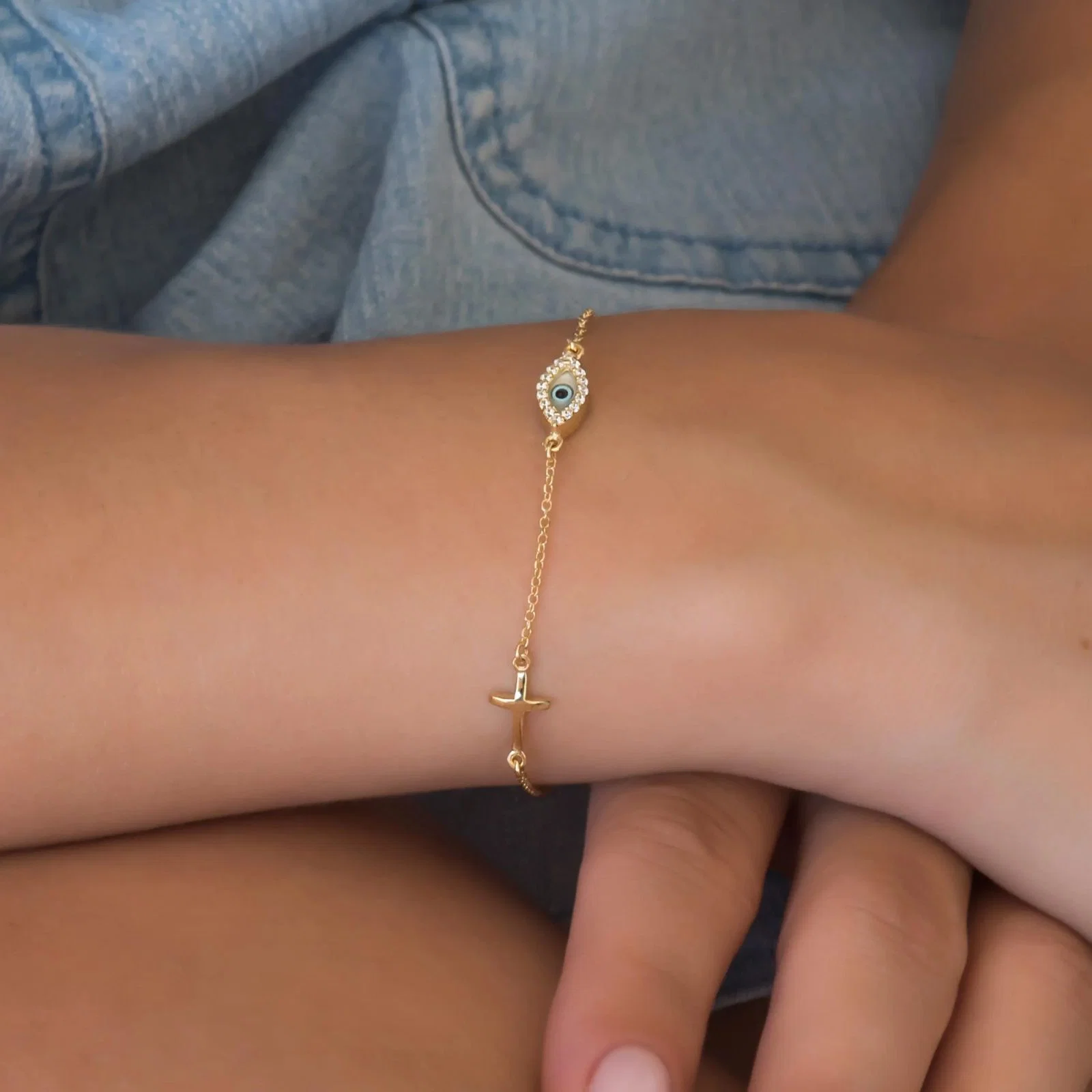 Evil Eye Cross Bracelet — additional product image 2 from AntEva Crafts