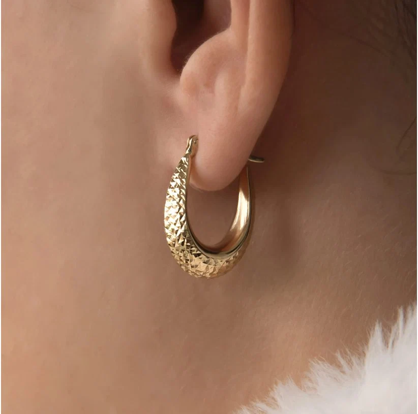 Diamond Cut Drop Hoop Earrings — additional product image 2 from AntEva Crafts