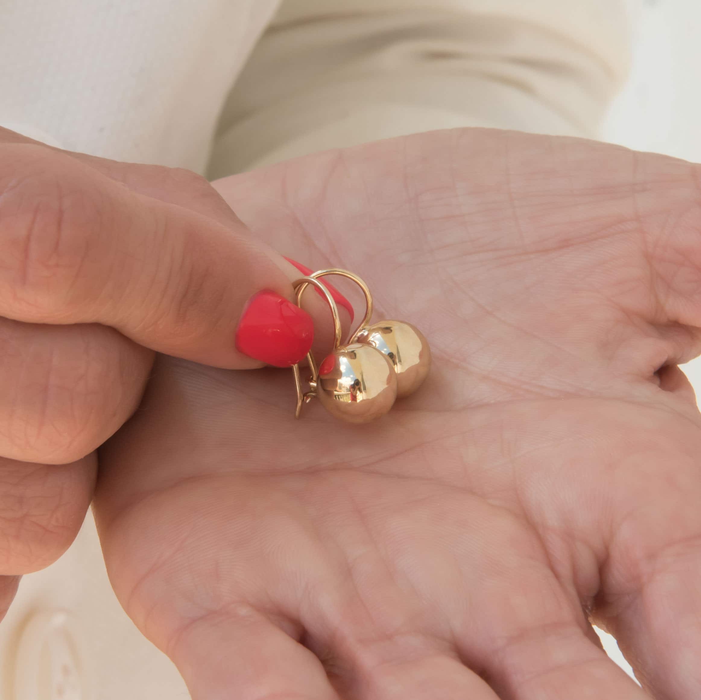 Ball Dangle Earrings in 14k solid Gold — additional product image 7 from AntEva Crafts