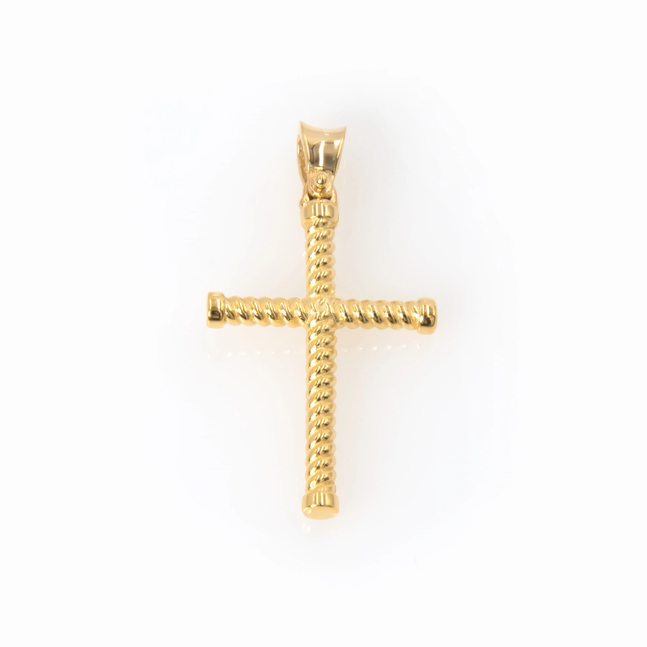 Ribbed Cross Gold Pendant