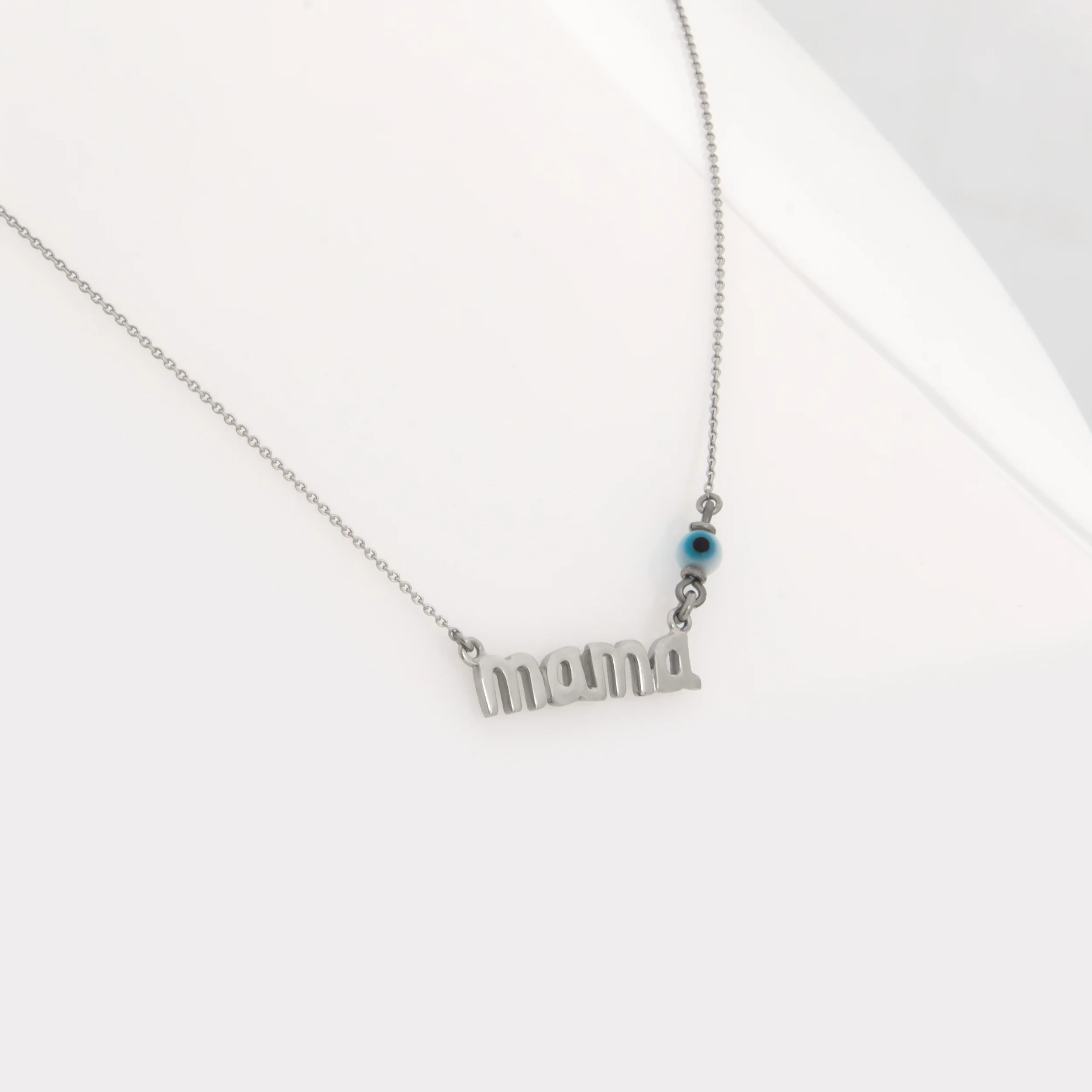 Silver Evil Eye Mama Necklace — additional product image 5 from AntEva Crafts