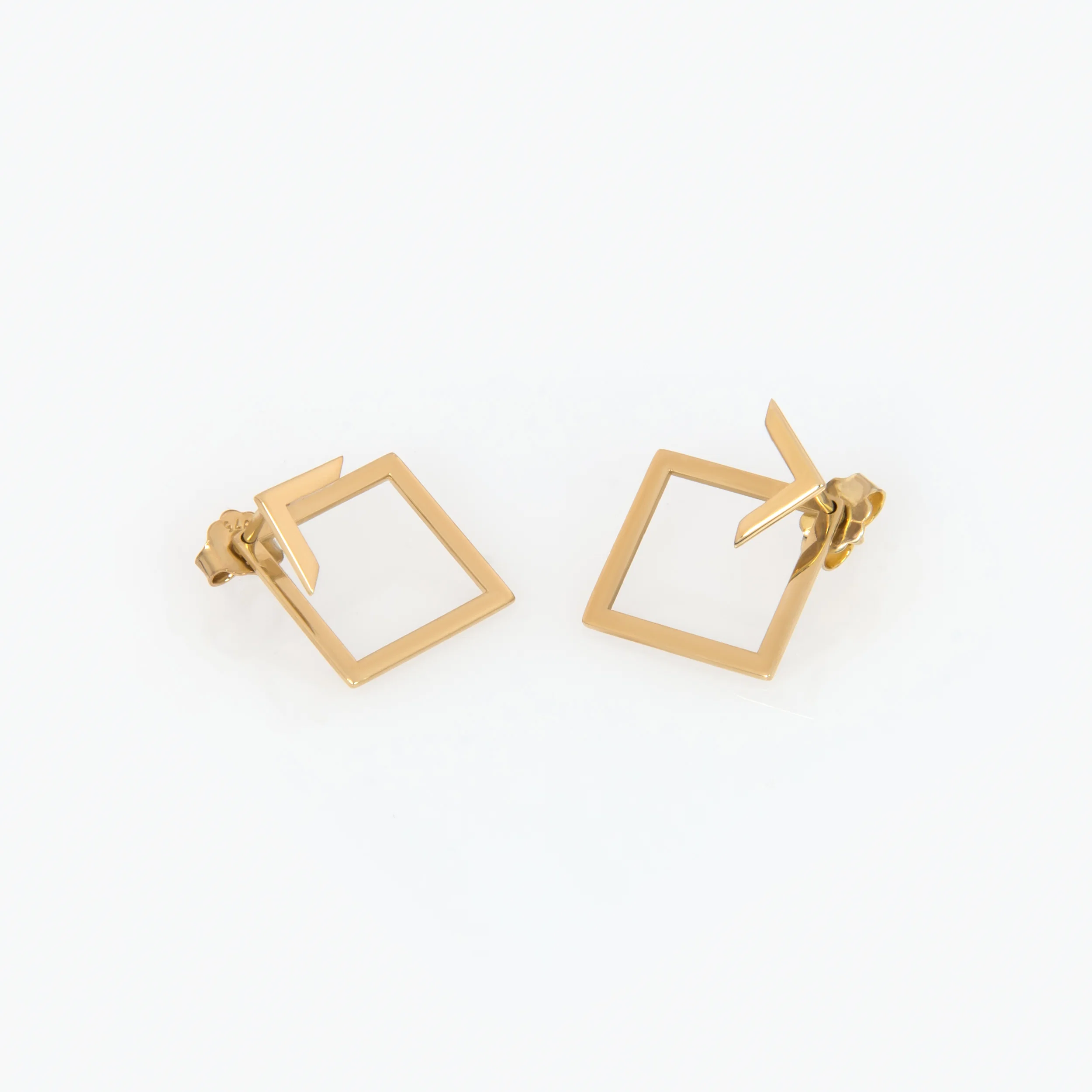Gold Rhombus Ear Jacket Studs — additional product image 2 from AntEva Crafts