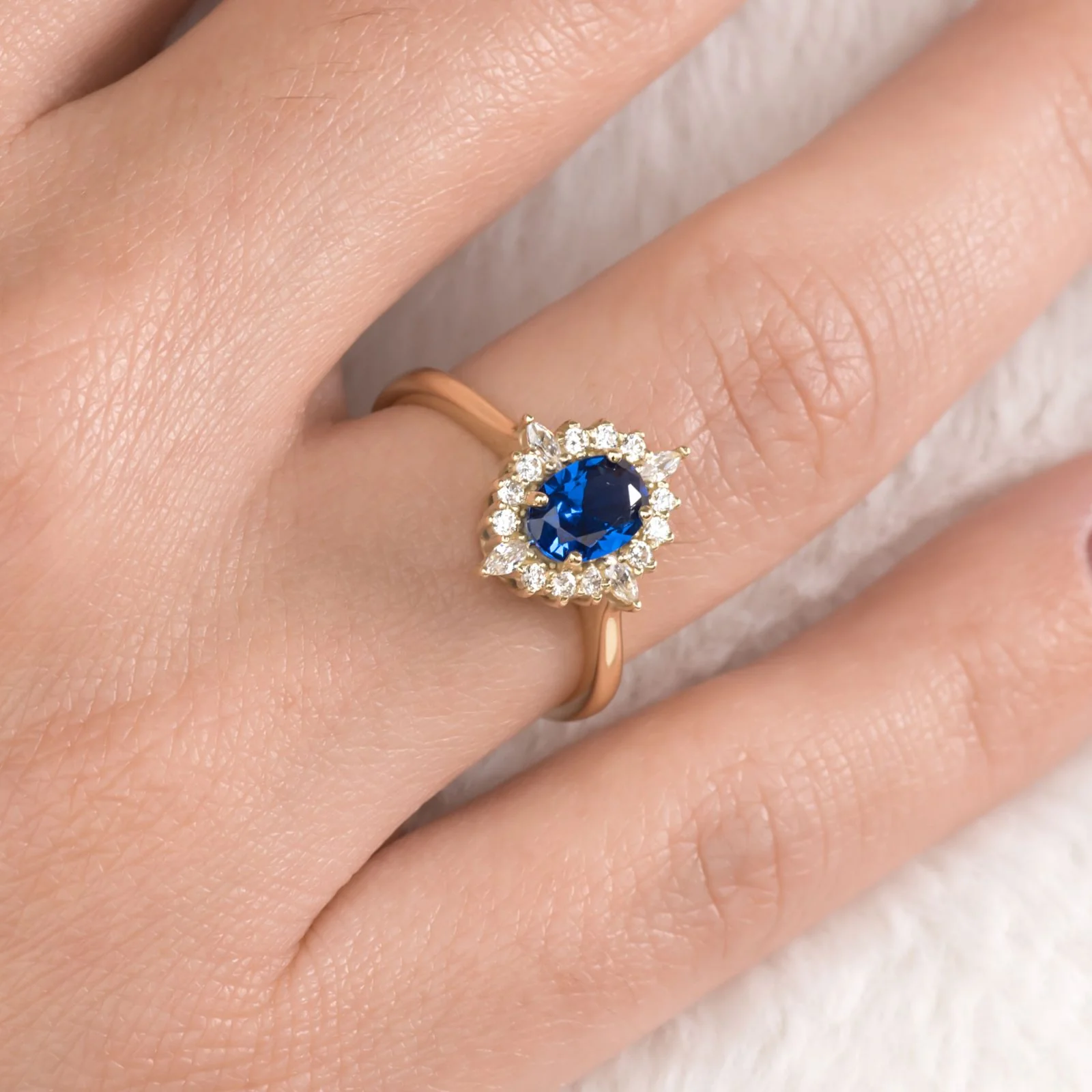 Halo Blue Gemstone Ring — additional product image 5 from AntEva Crafts