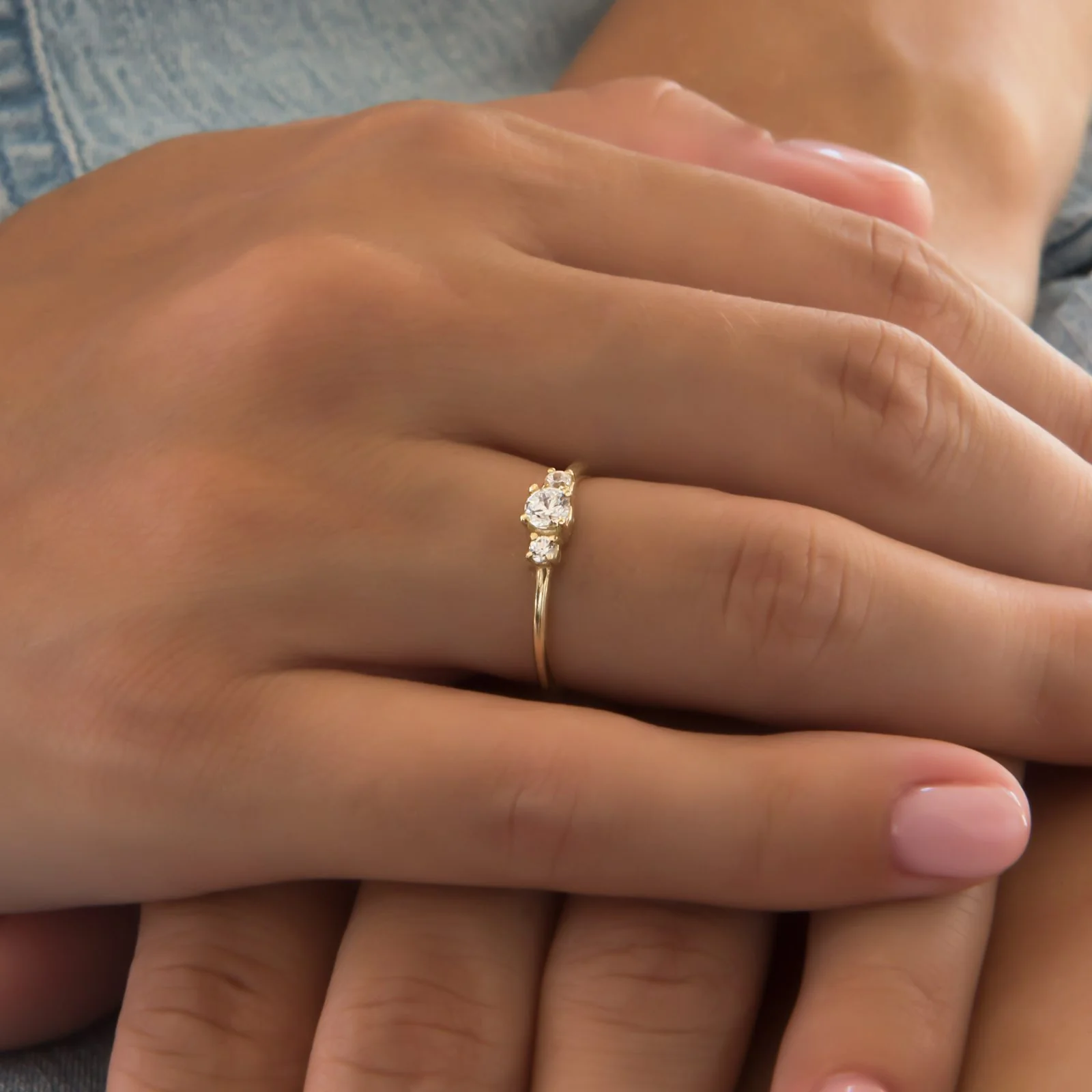 Triple Stone Ring with Diamonds — additional product image 3 from AntEva Crafts