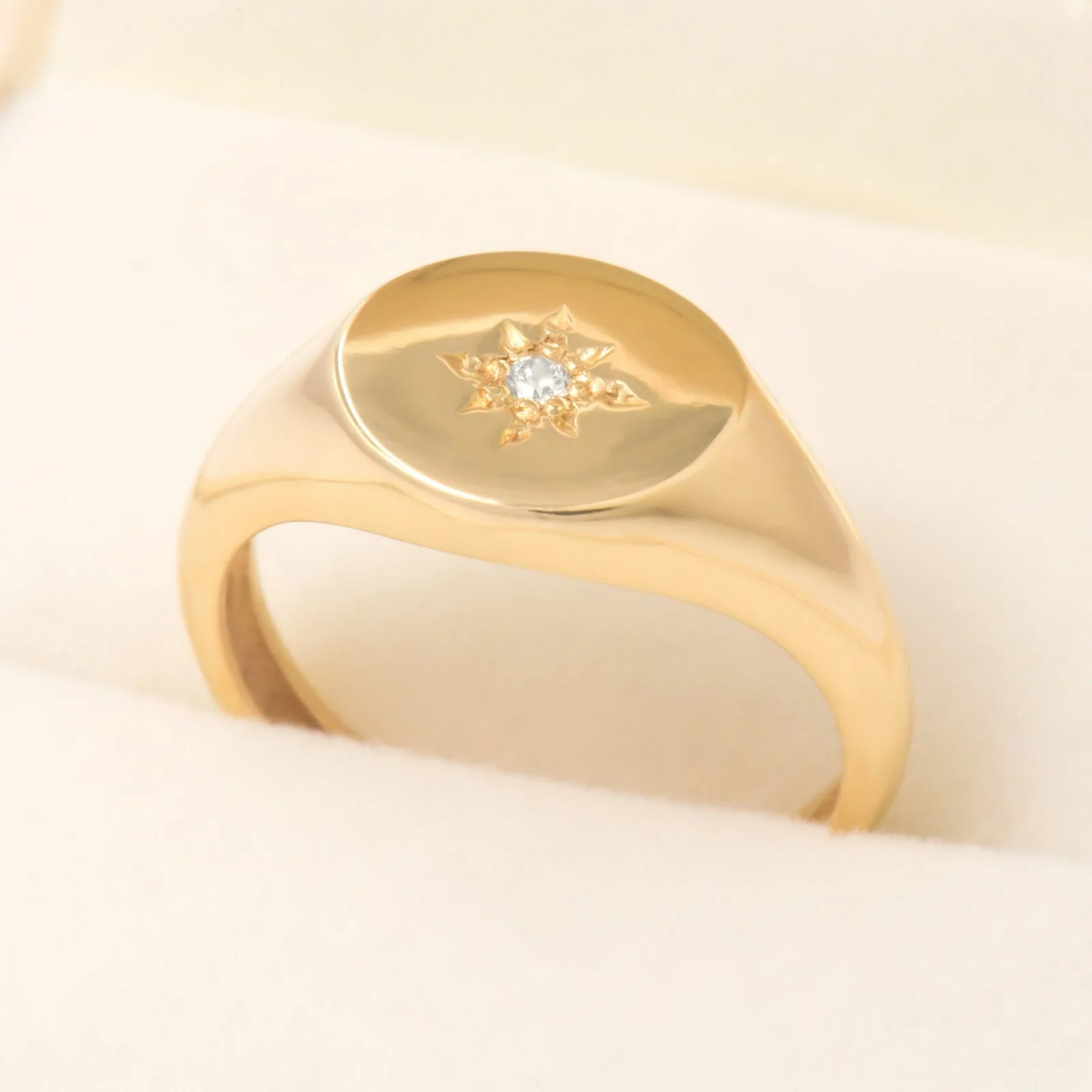 Diamond North Star Signet Ring — additional product image 5 from AntEva Crafts