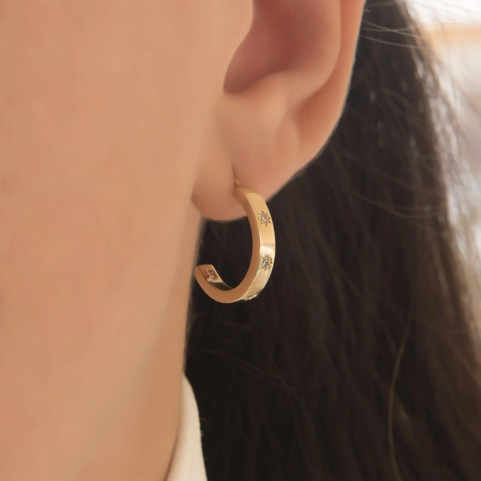 North Star Diamond Hoop Earrings — additional product image 3 from AntEva Crafts