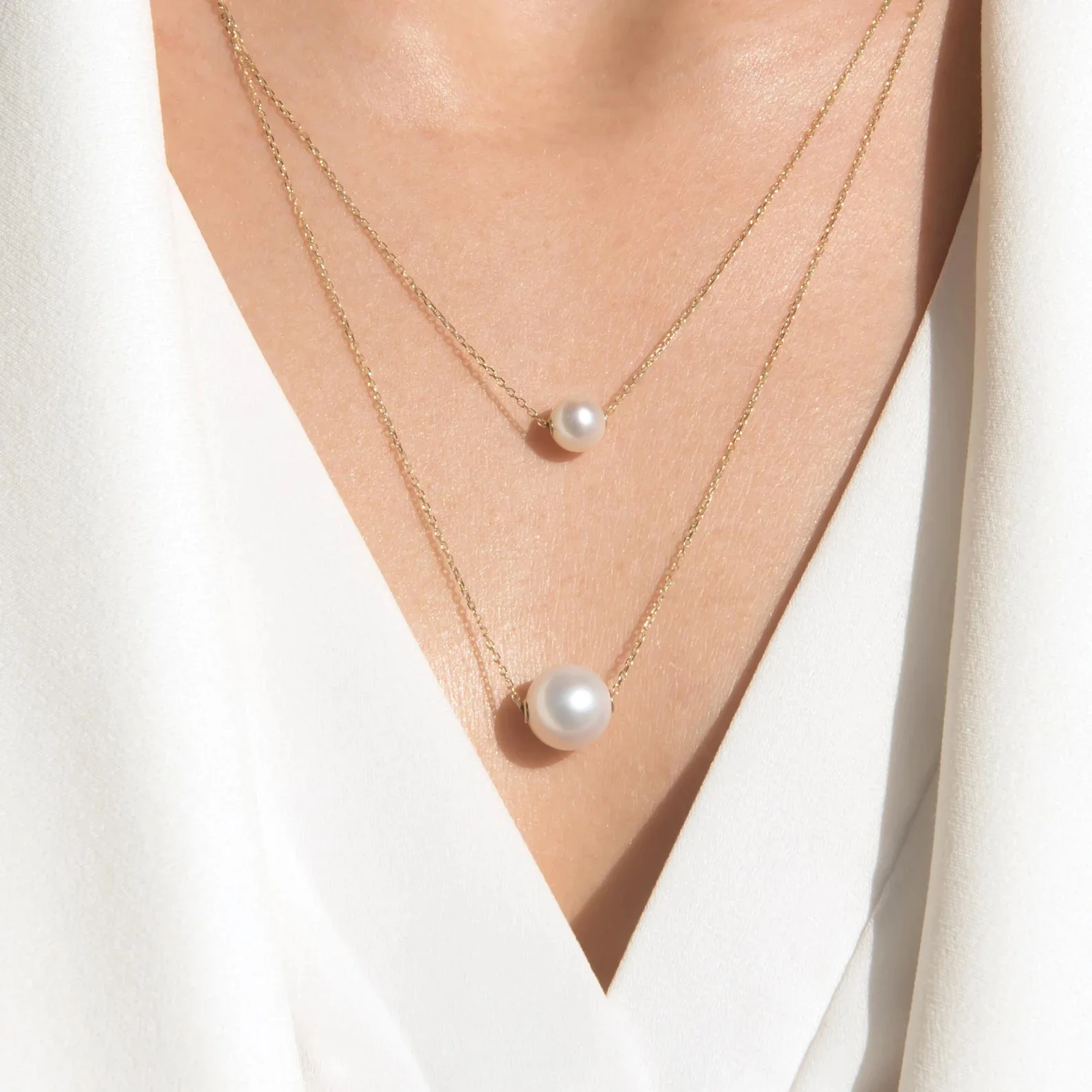 Double Chain Pearl Necklace — additional product image 2 from AntEva Crafts