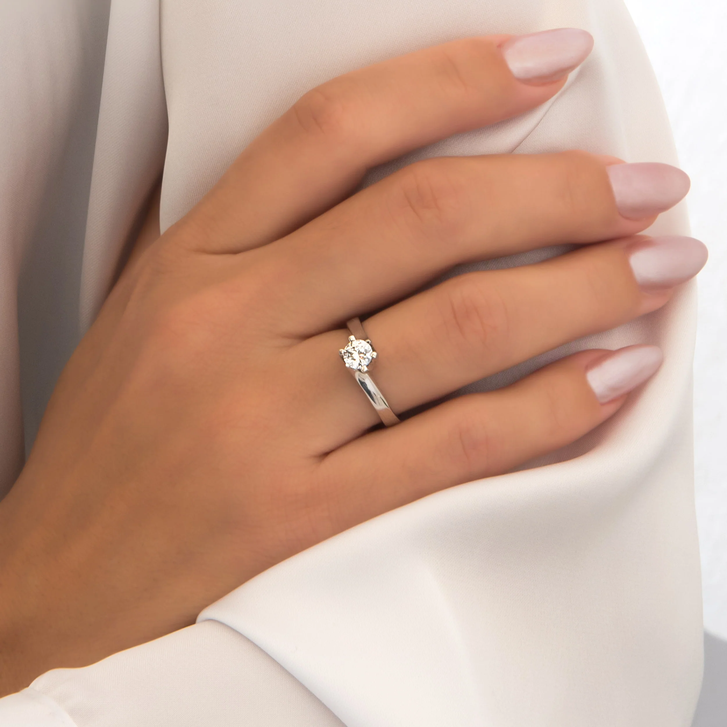 White Gold Solitaire Flame Ring — additional product image 4 from AntEva Crafts