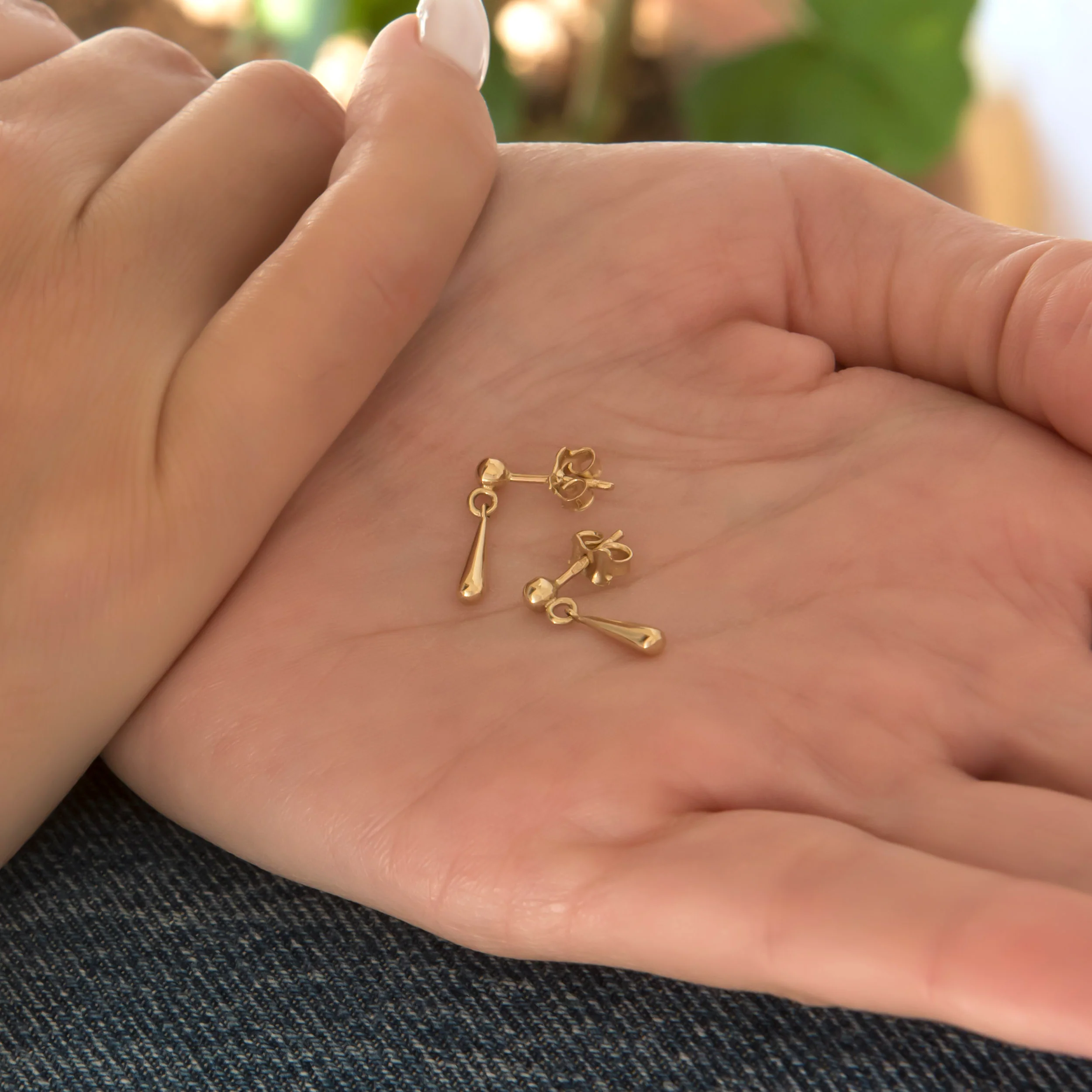 Dainty Teardrop Gold Dangle Earrings — additional product image 4 from AntEva Crafts
