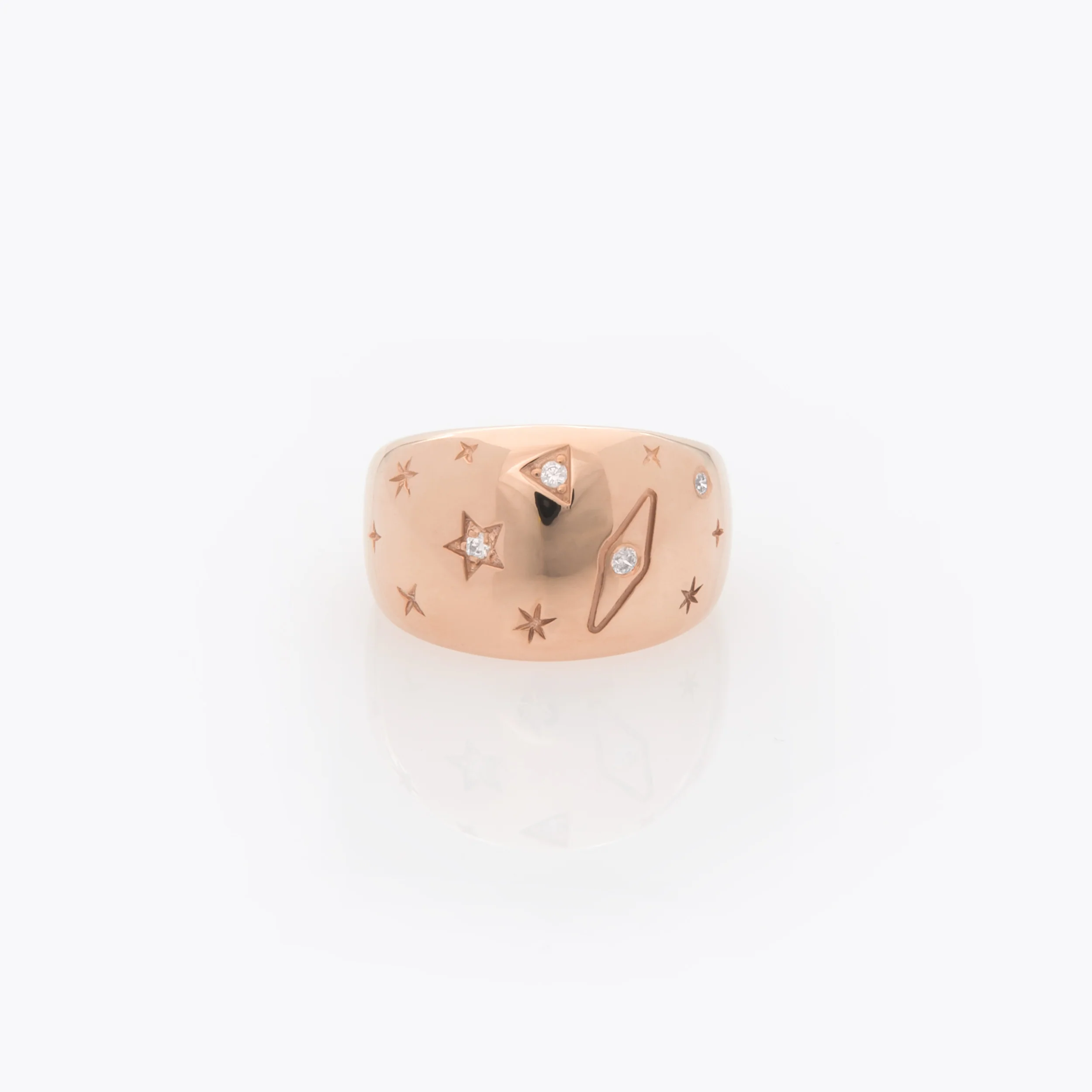 Wide Dome Starburst Diamond Ring — additional product image 4 from AntEva Crafts