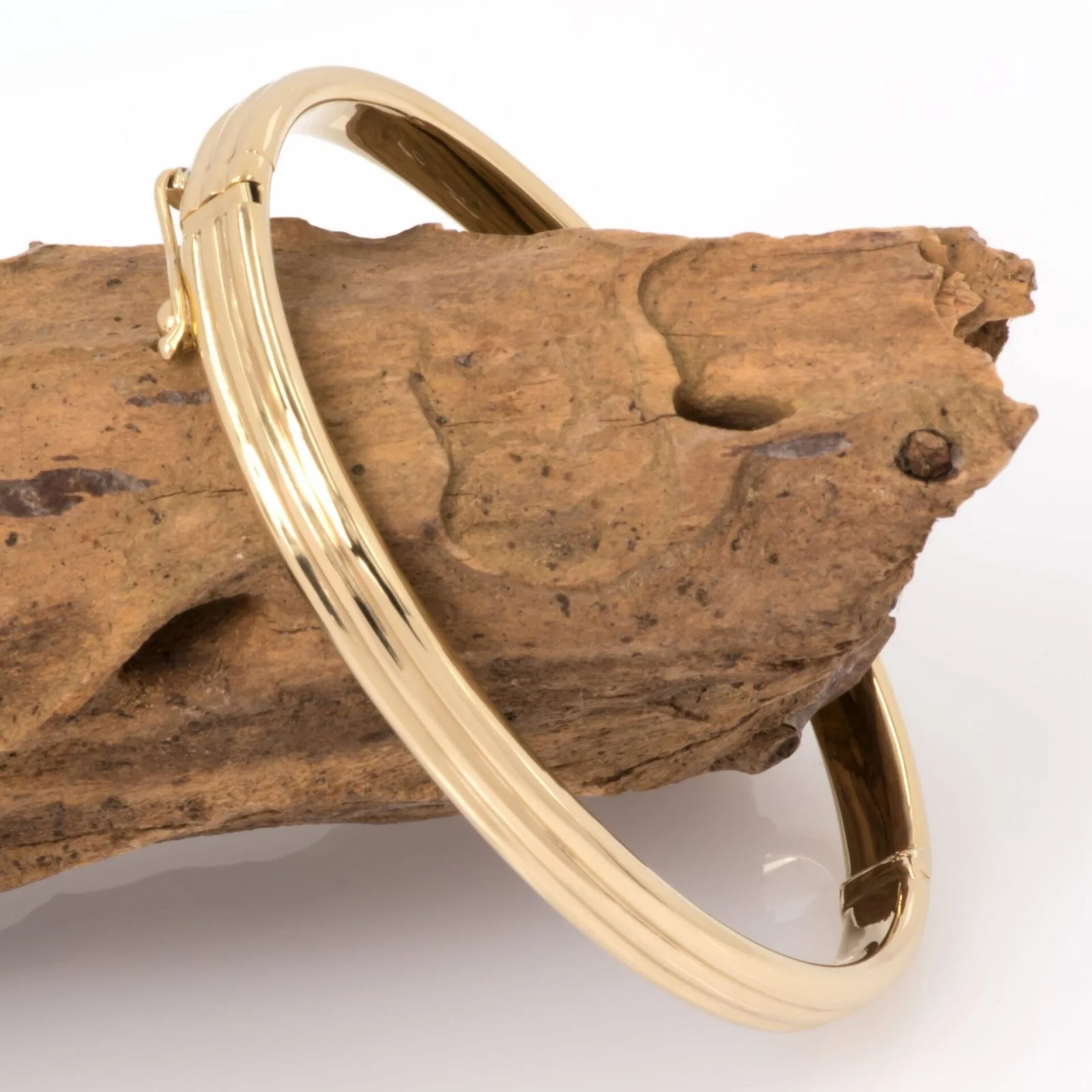 Oval Hinged Ribbed Bangle — additional product image 6 from AntEva Crafts
